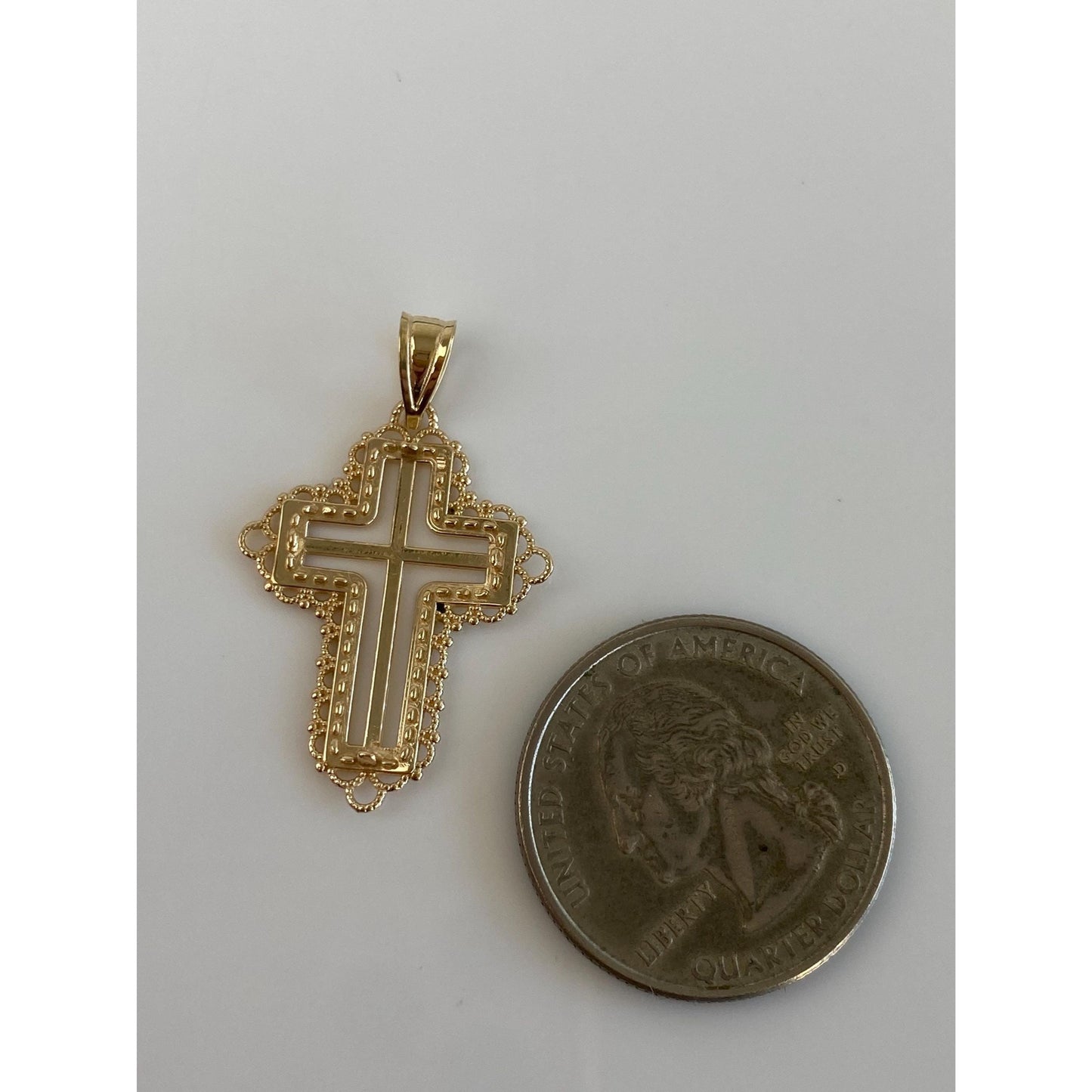 Vintage Solid 14k Yellow Gold Cross Charm