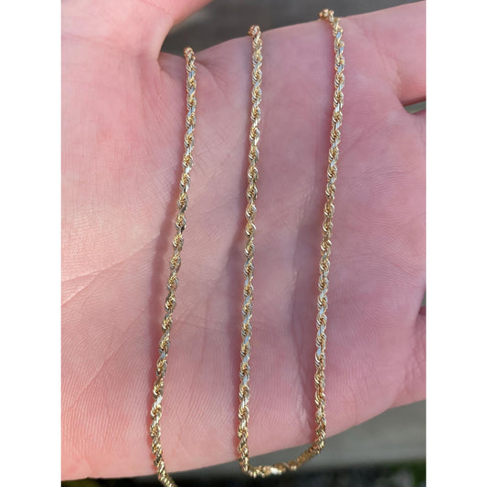 Vintage Solid 14k Yellow Gold Rope Chain Necklace - 23.75 inches