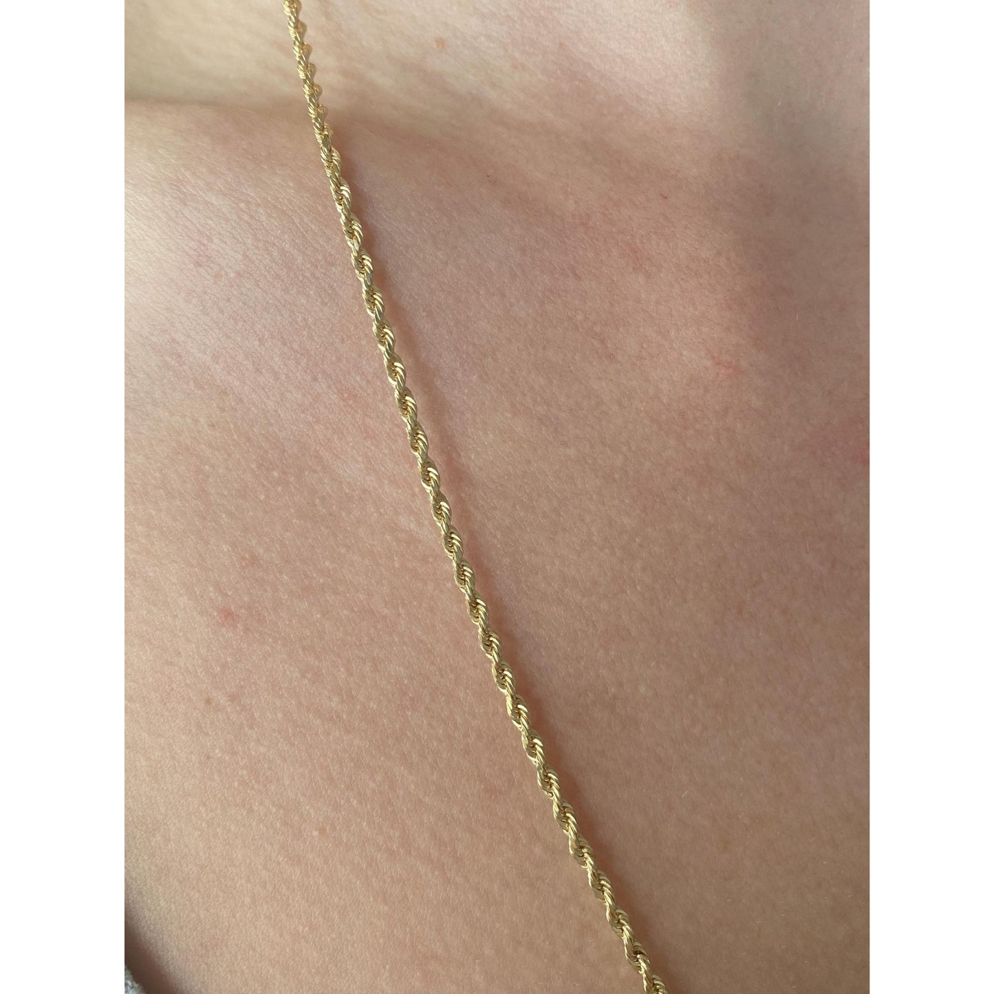 Vintage Solid 14k Yellow Gold Rope Chain Necklace - 23.75 inches