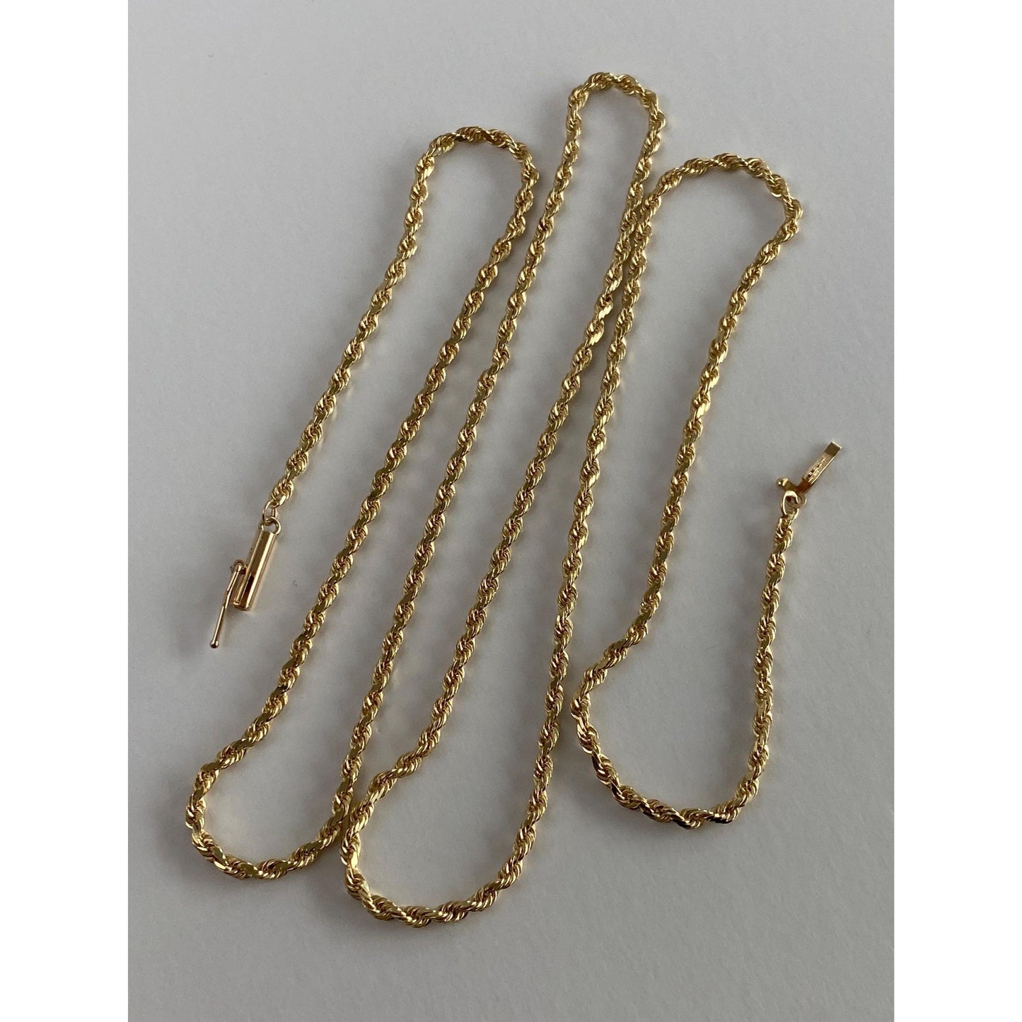 Vintage Solid 14k Yellow Gold Rope Chain Necklace - 23.75 inches