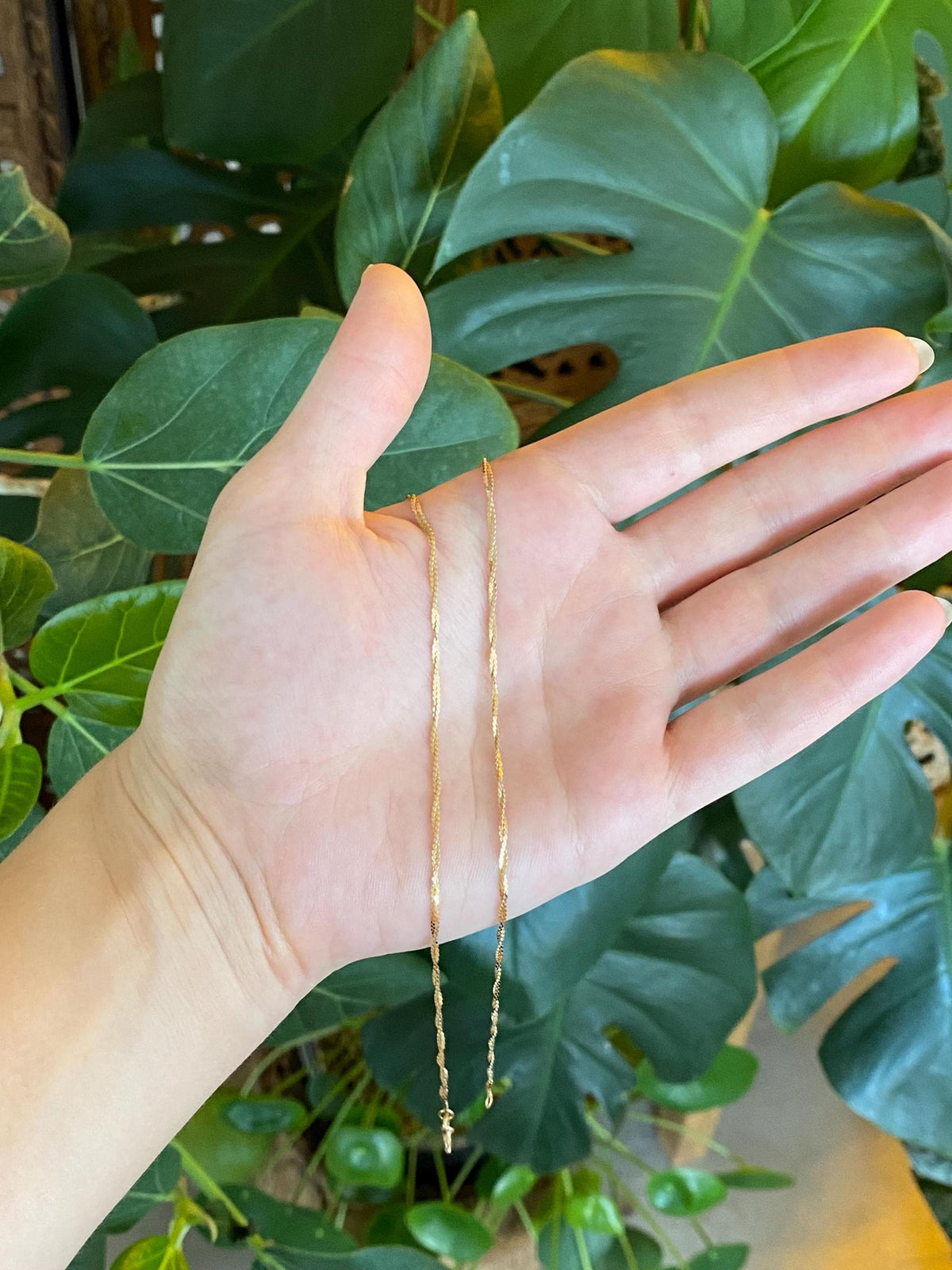 Vintage Solid 14k Yellow Gold Twisted Serpentine Chain Necklace - 15.5 inches