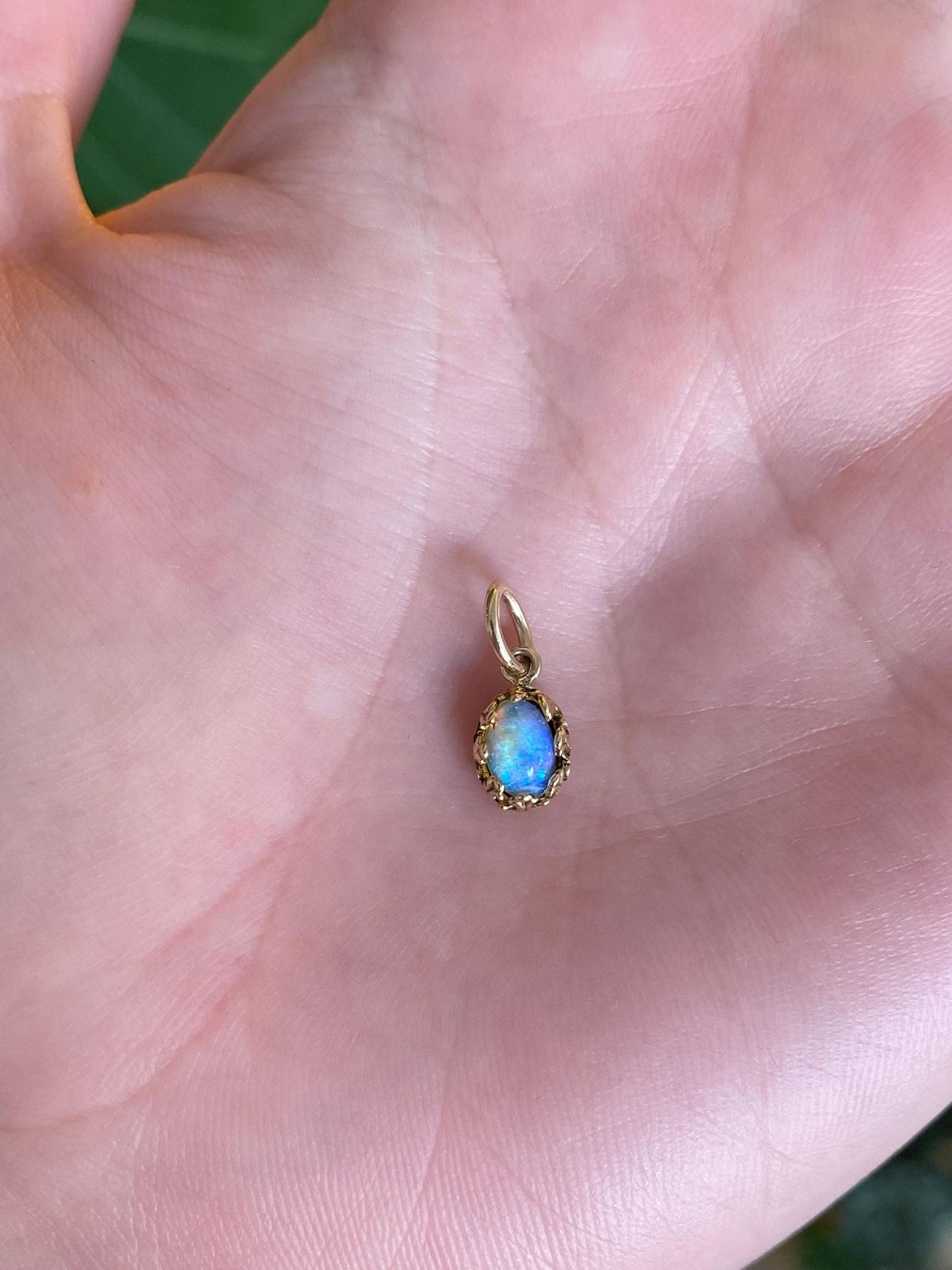 Vintage Solid 14k Yellow Gold Opal Charm