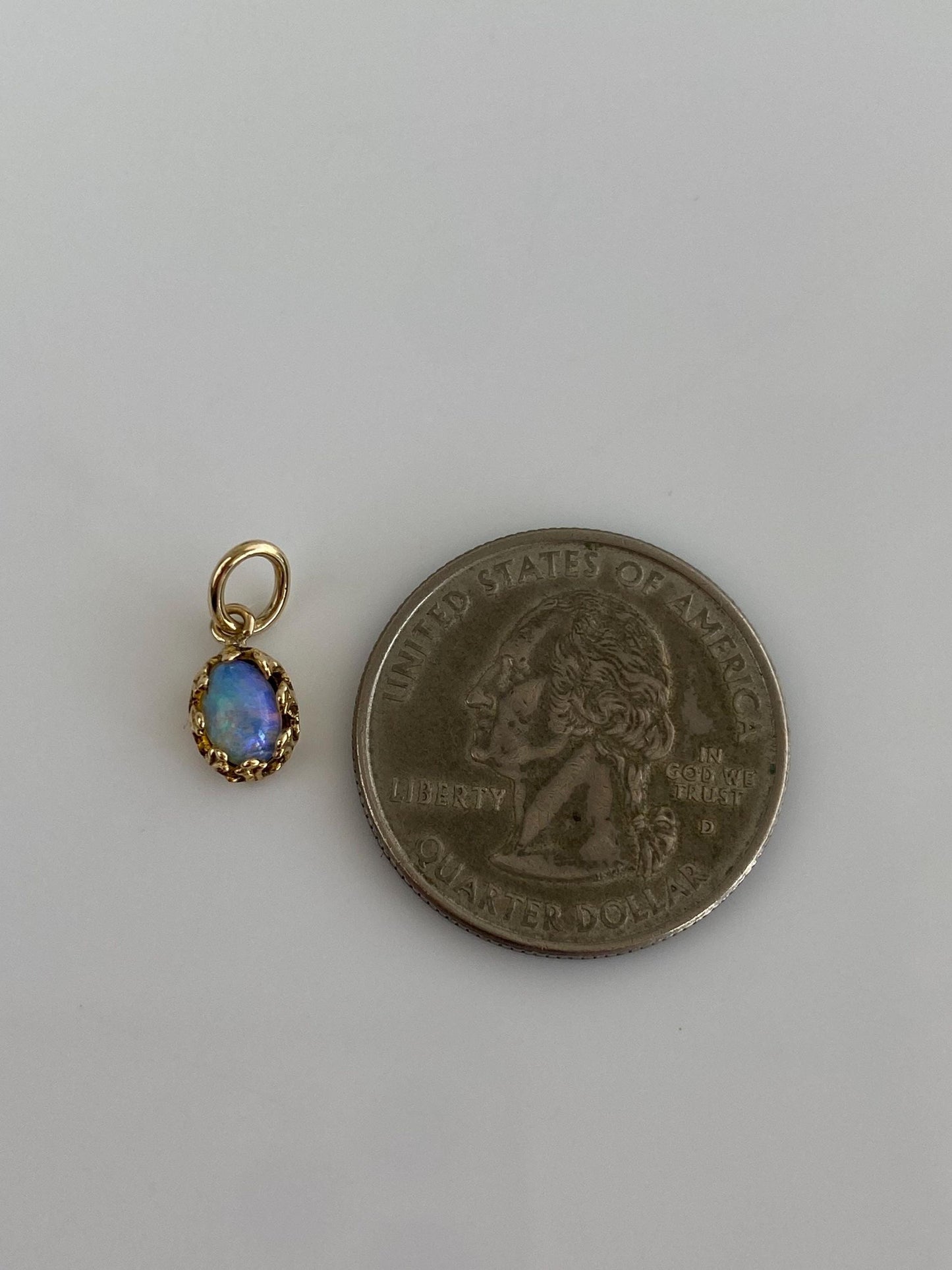 Vintage Solid 14k Yellow Gold Opal Charm