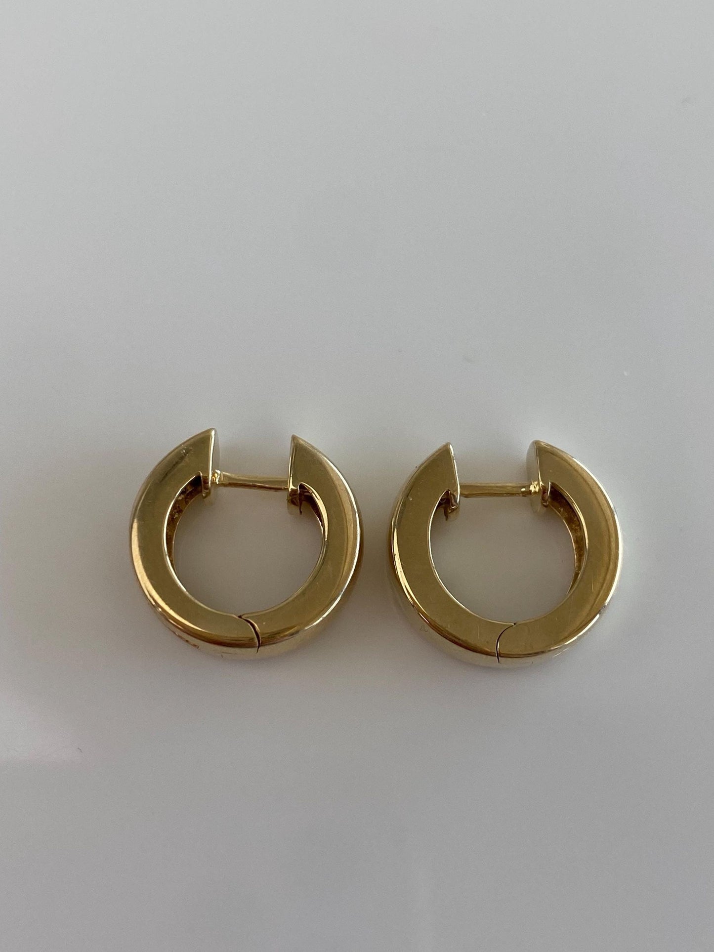Vintage Solid 14k Yellow Gold Diamond Hoop Earrings