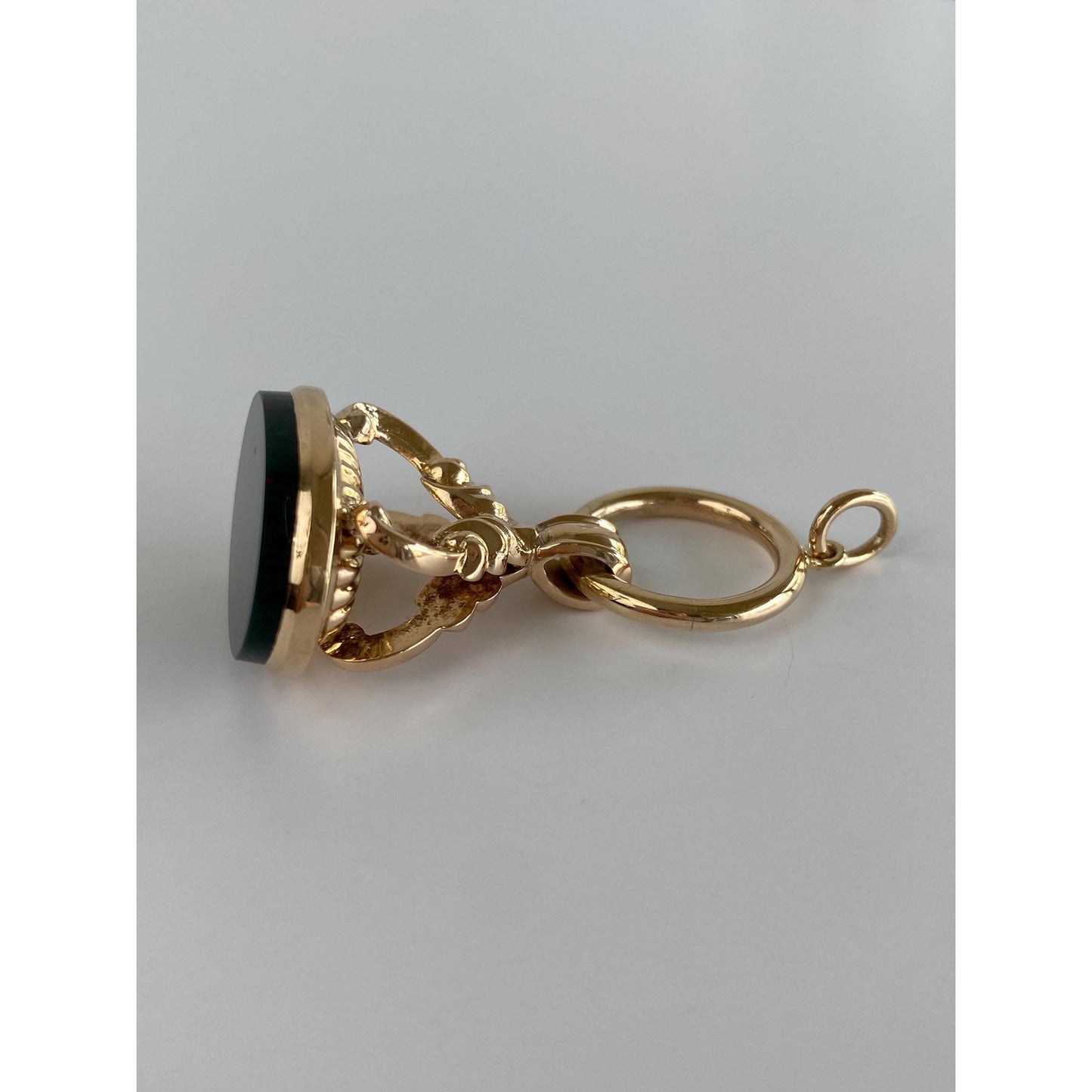 Vintage Solid 14k Yellow Gold Bloodstone Fob Charm