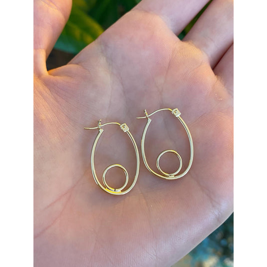 Vintage 14k Yellow Gold Loop Hoop Earrings