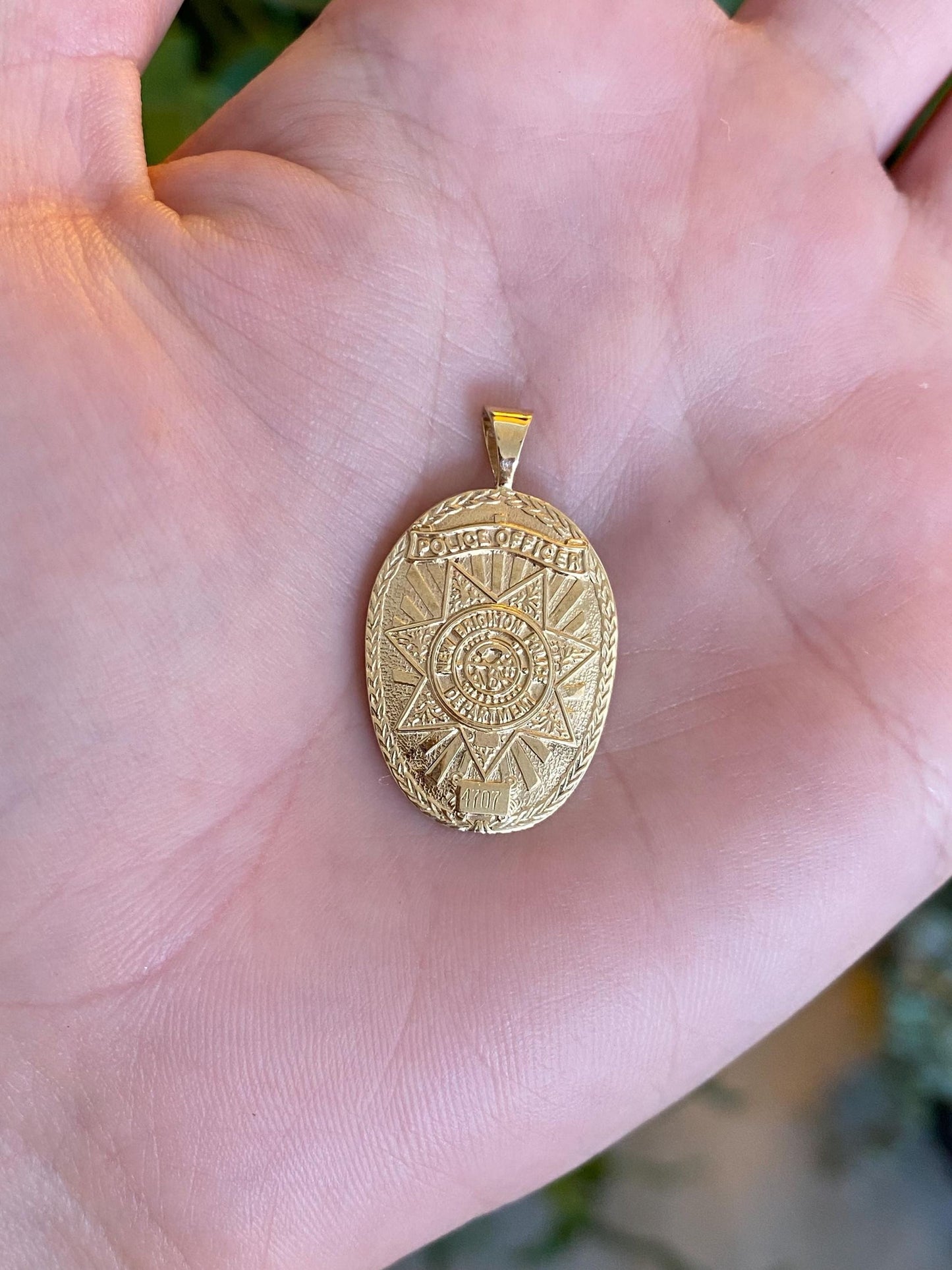 Vintage Solid 14k Yellow Gold Police Officer Badge Charm