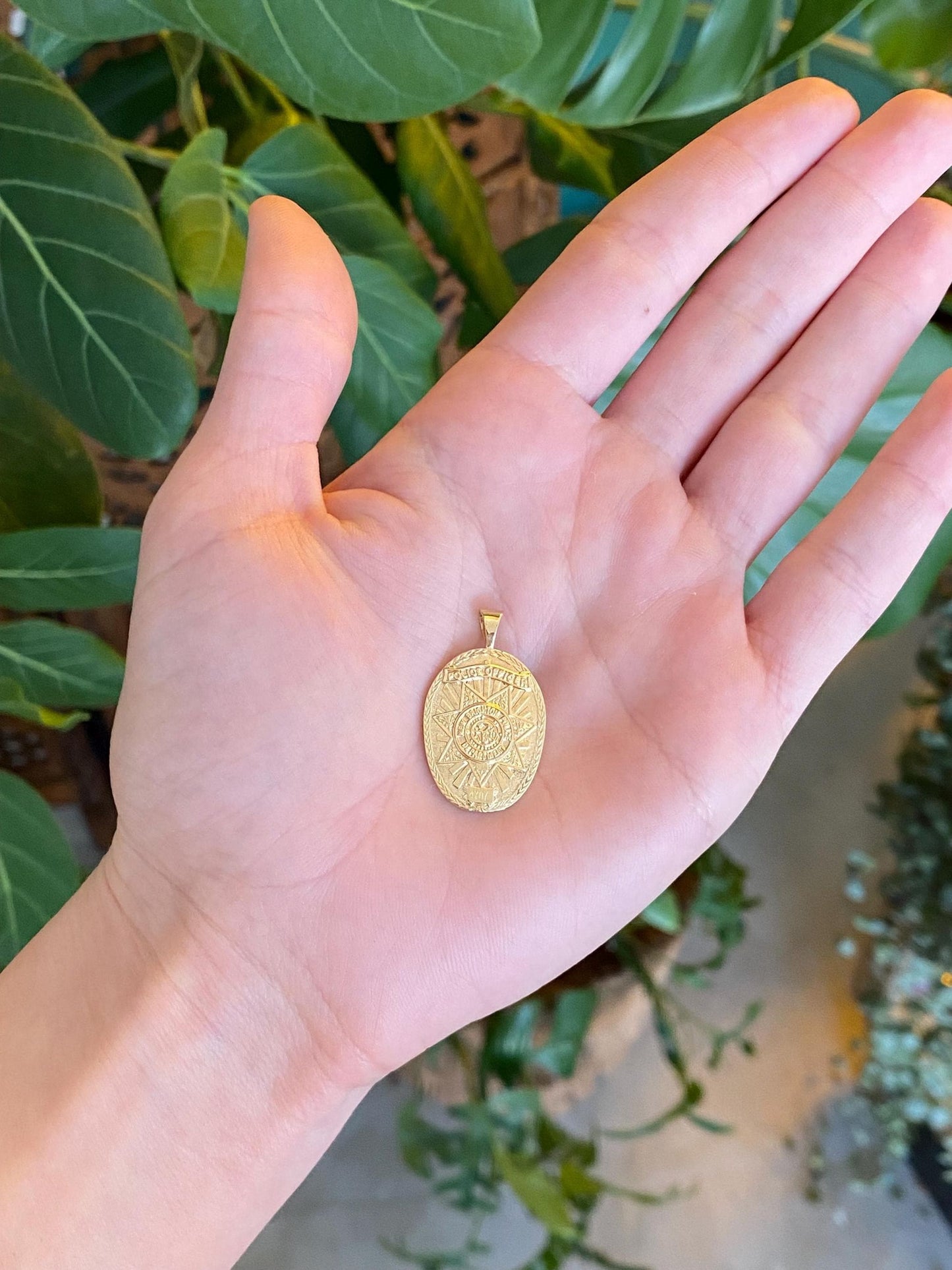 Vintage Solid 14k Yellow Gold Police Officer Badge Charm