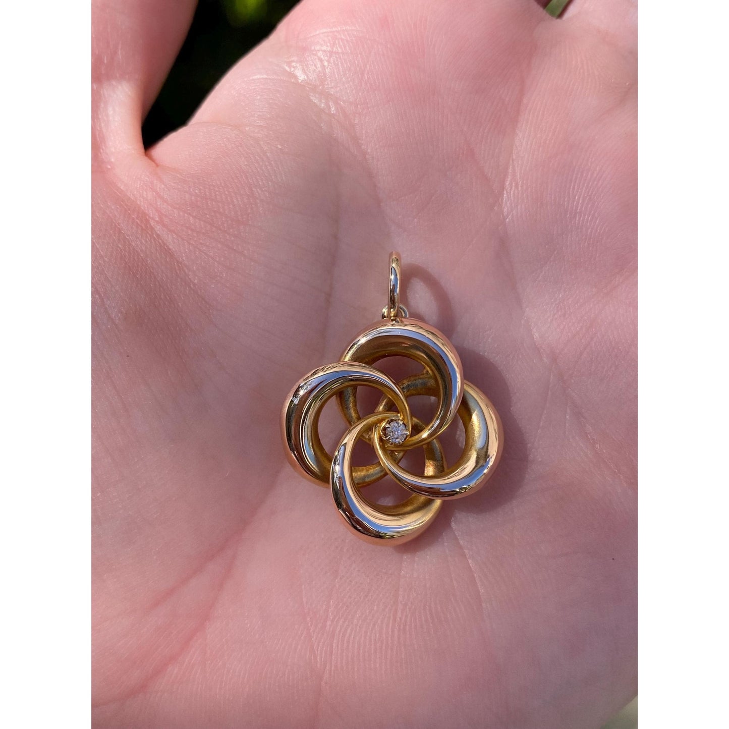 Vintage 14k Yellow Gold Large Diamond Knot Charm