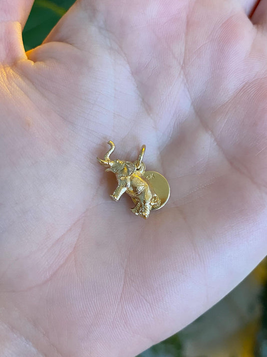 Vintage Solid 14k Yellow Gold Elephant Congo 1958 Charm