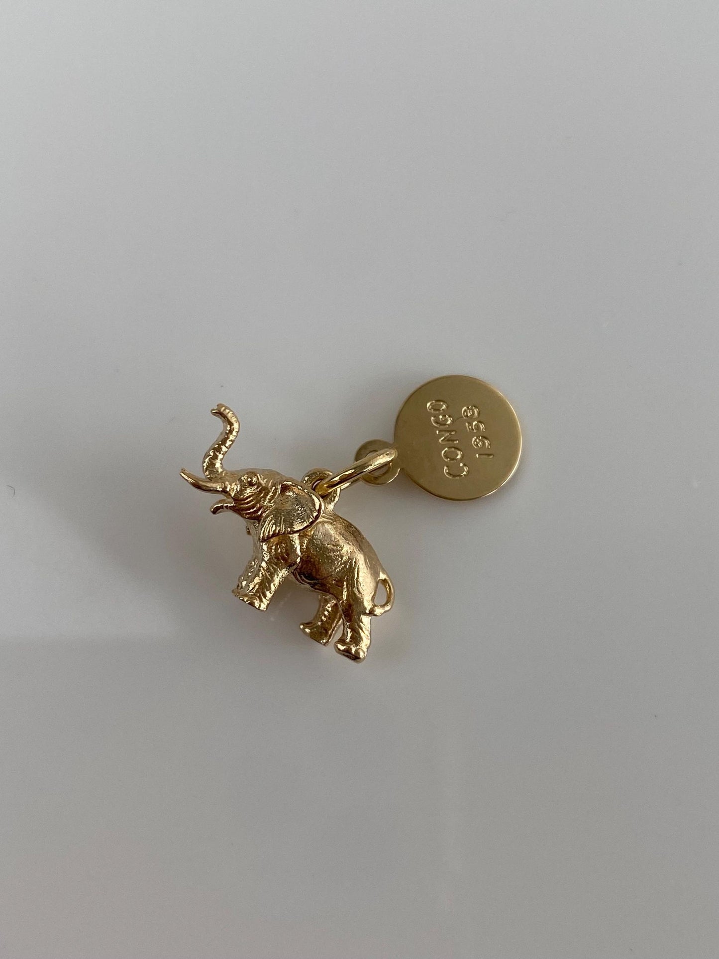 Vintage Solid 14k Yellow Gold Elephant Congo 1958 Charm