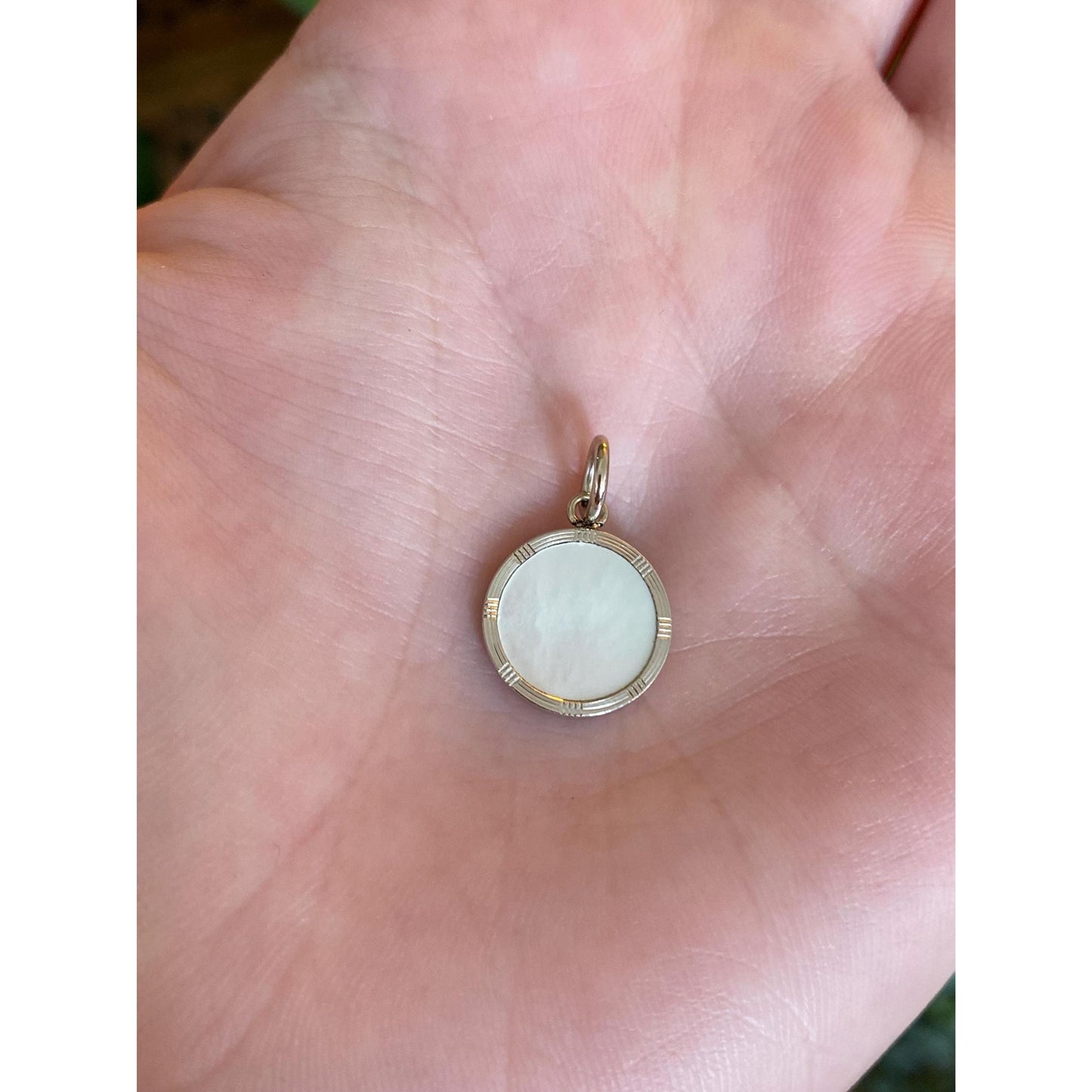 Vintage 14k White & Yellow Gold MOP Cufflink Conversion Charm