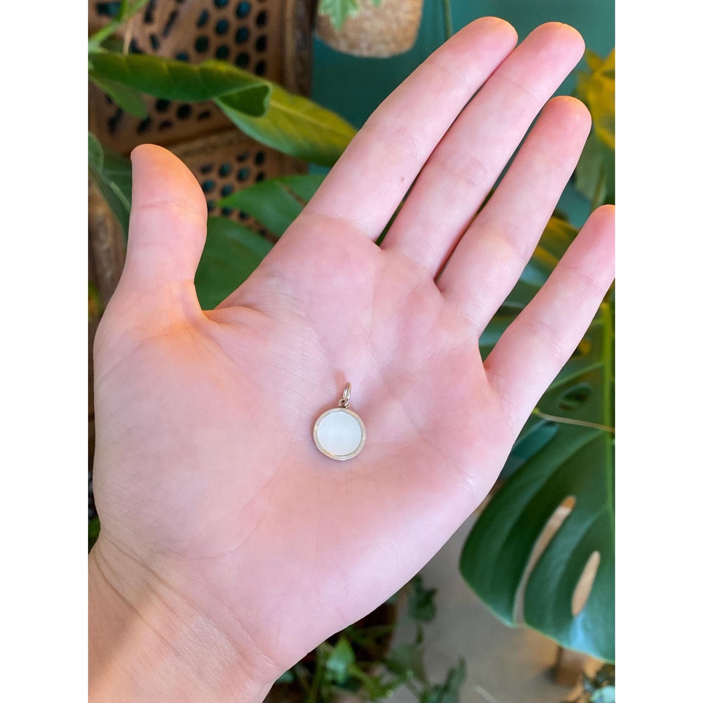 Vintage 14k White & Yellow Gold MOP Cufflink Conversion Charm