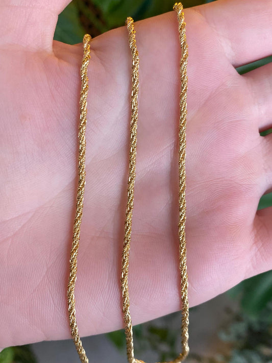Vintage Solid 18k Yellow Gold Twist Chain Necklace - 27.5 inches
