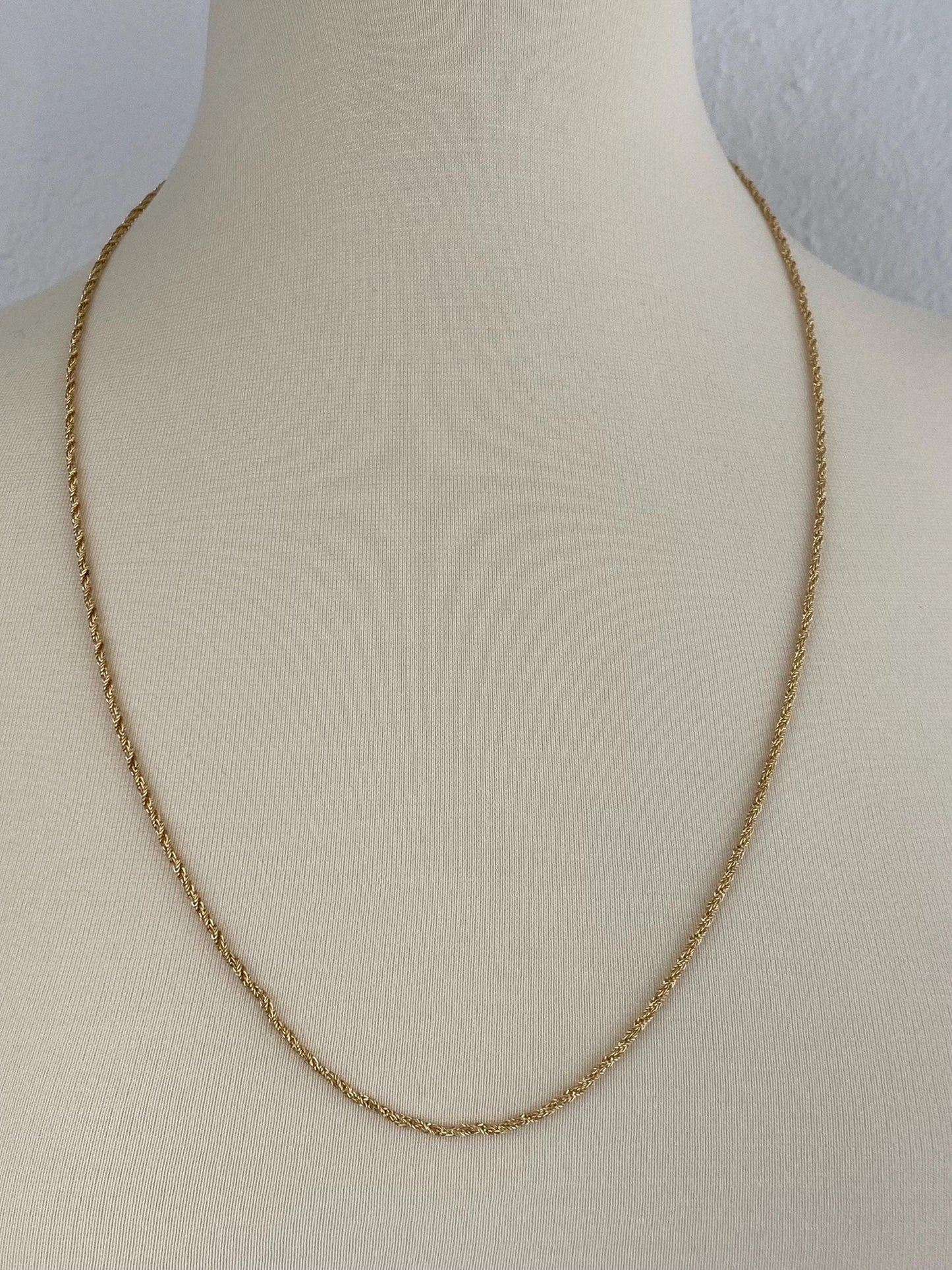 Vintage Solid 18k Yellow Gold Twist Chain Necklace - 27.5 inches