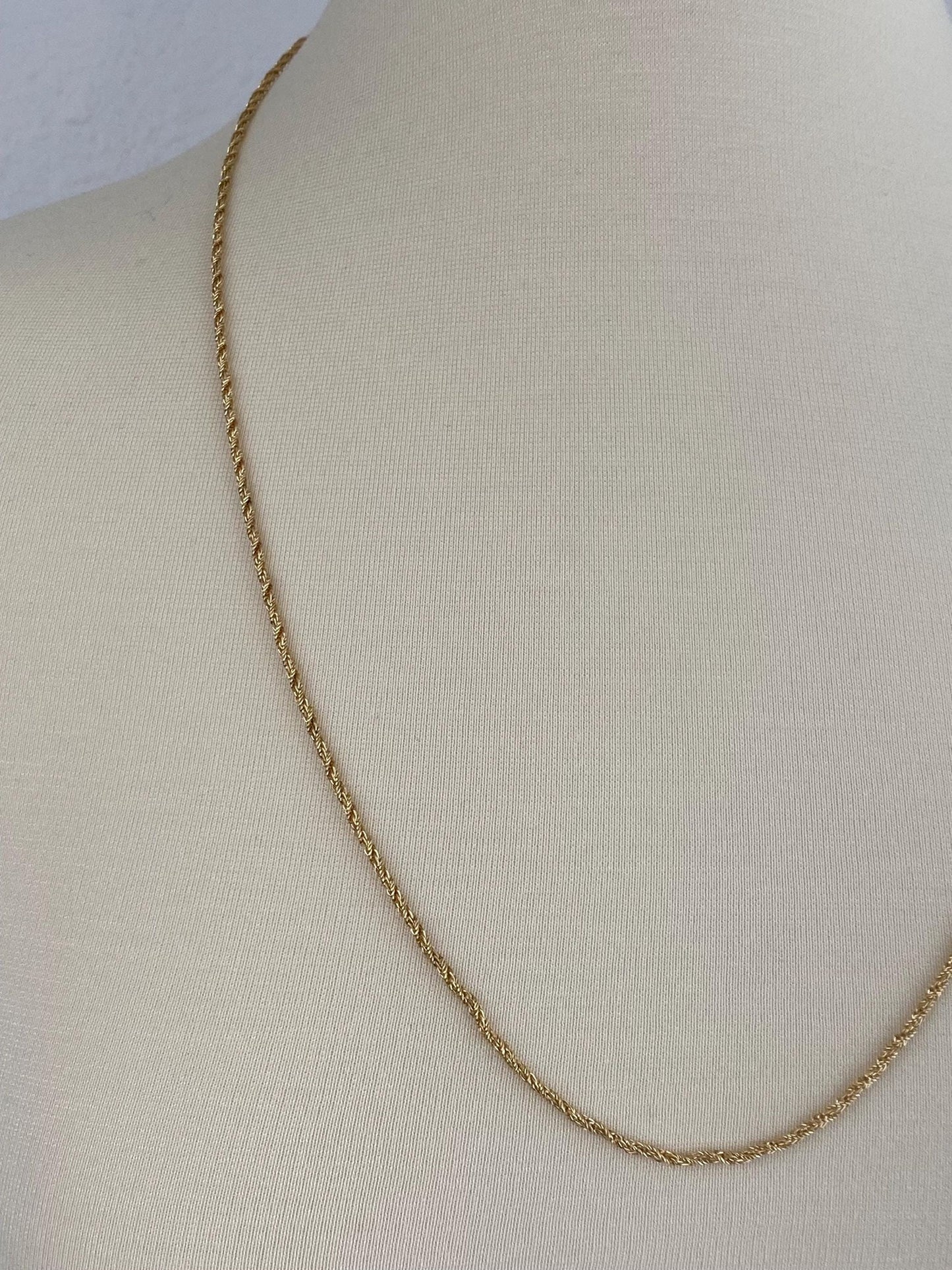 Vintage Solid 18k Yellow Gold Twist Chain Necklace - 27.5 inches