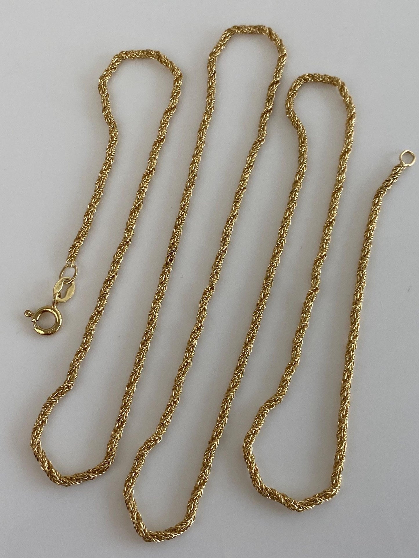Vintage Solid 18k Yellow Gold Twist Chain Necklace - 27.5 inches