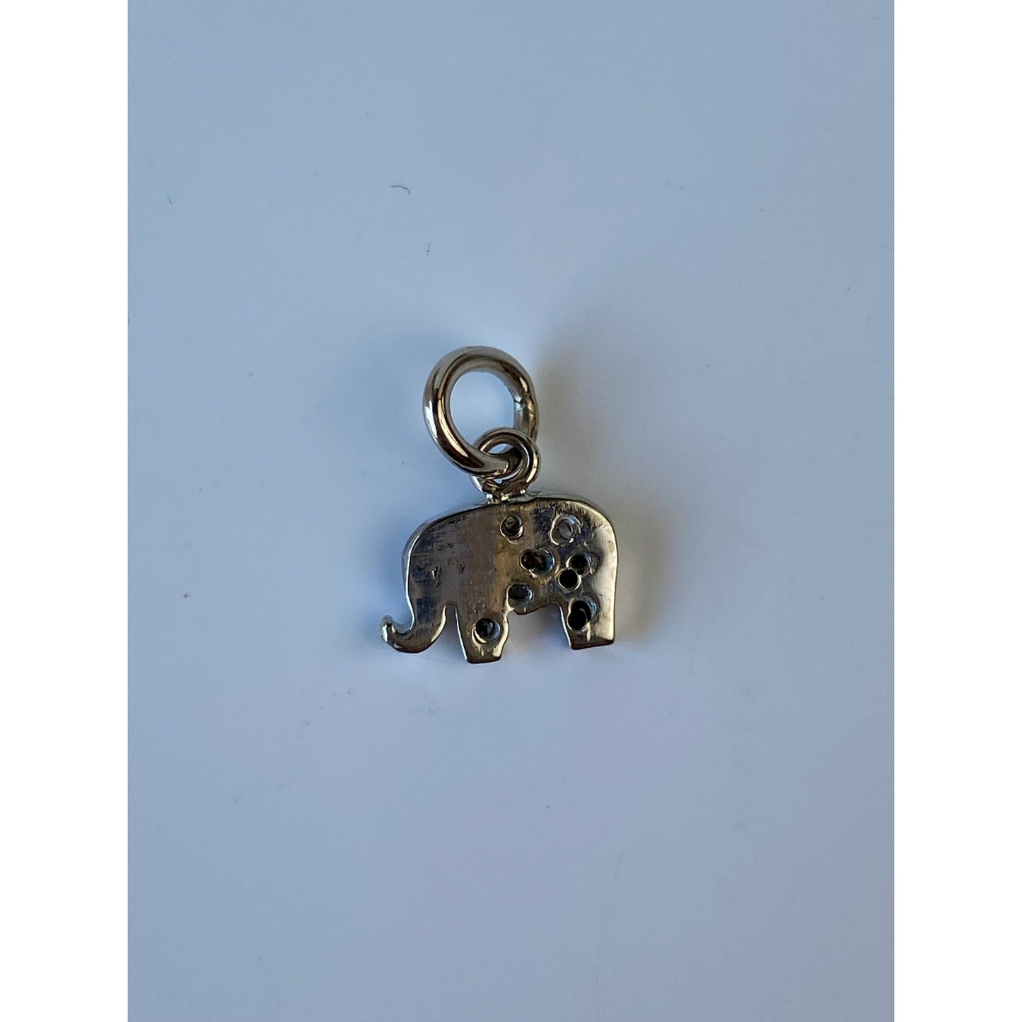 Vintage Solid 18k White Gold Diamond Tiny Elephant Charm