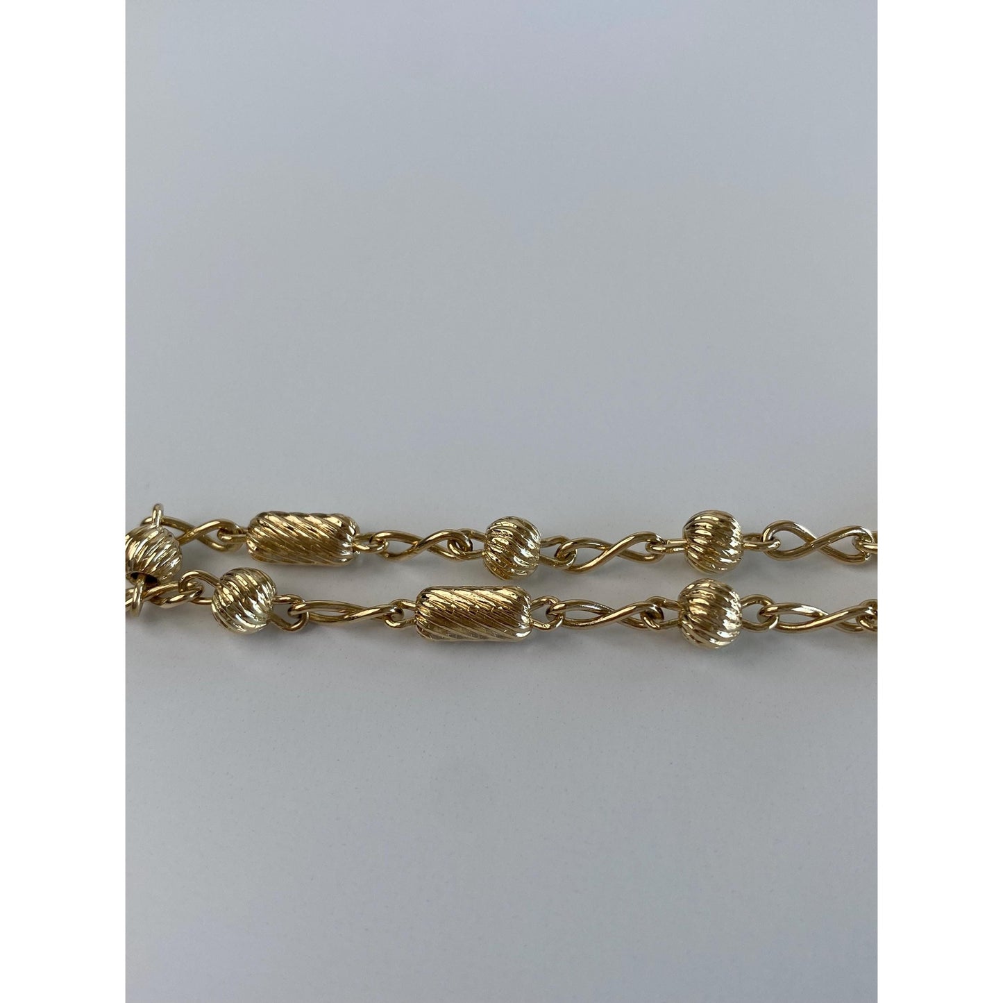 Vintage Solid 14k Yellow Gold Scalloped Bead Link Bracelet - 7.5 inches
