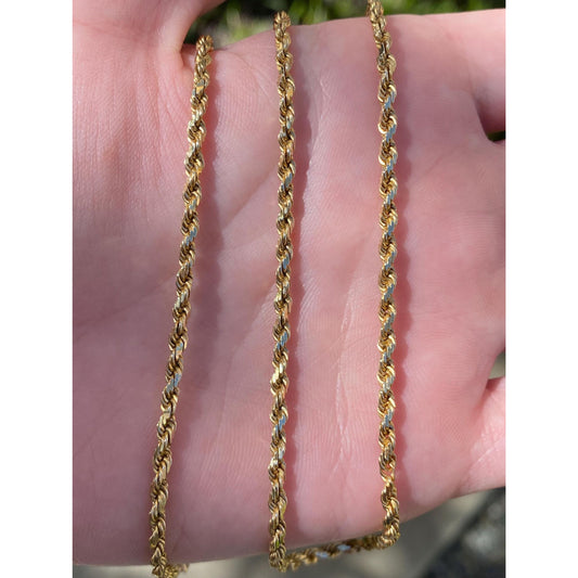 Vintage Solid 14k Yellow Gold Rope Chain Necklace - 19 inches