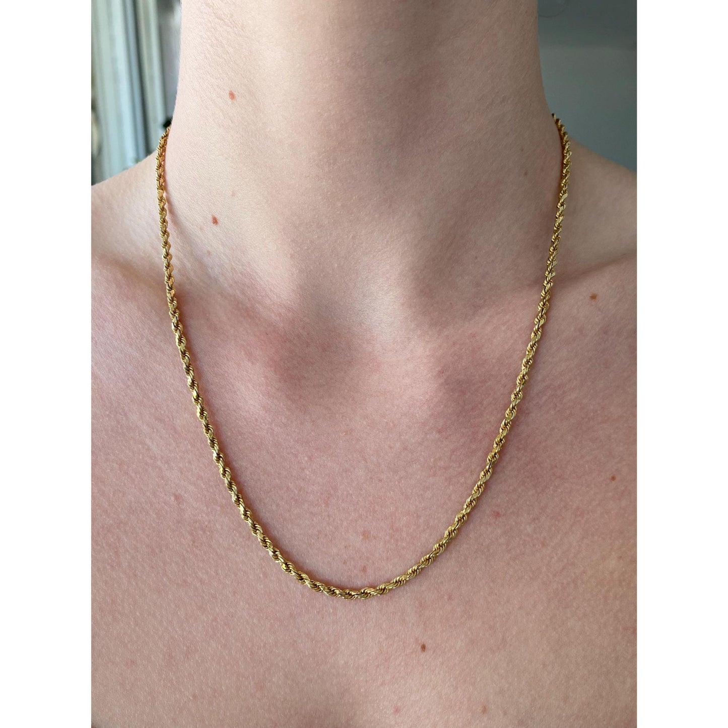 Vintage Solid 14k Yellow Gold Rope Chain Necklace - 19 inches