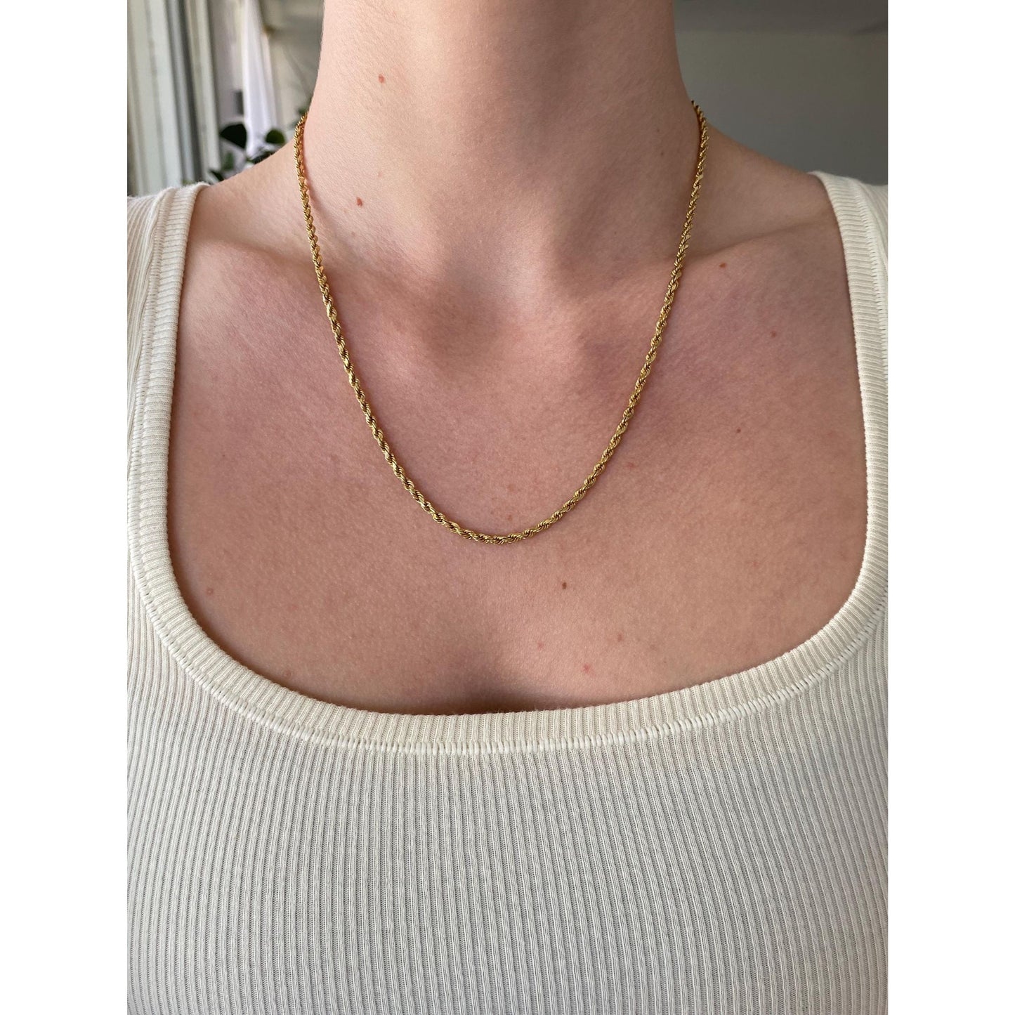 Vintage Solid 14k Yellow Gold Rope Chain Necklace - 19 inches