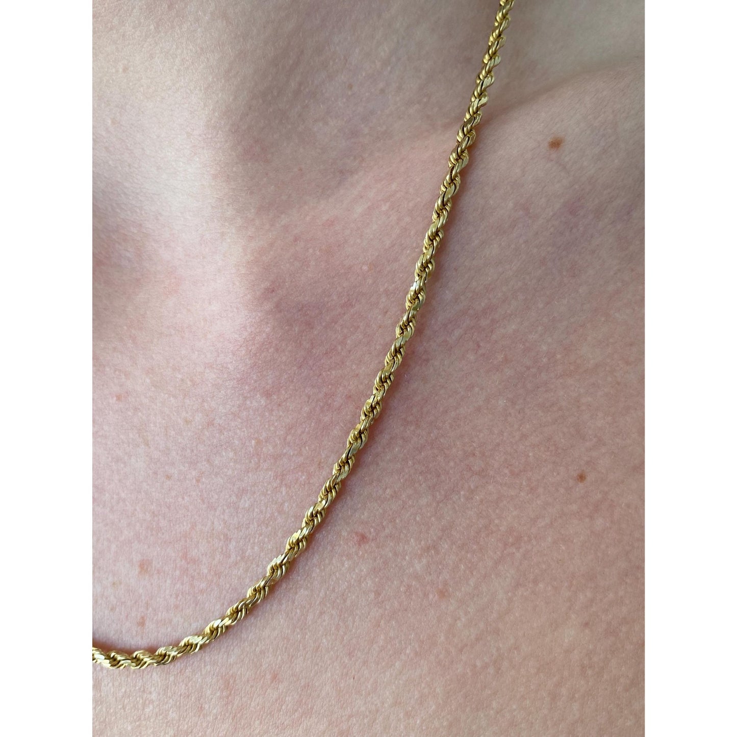 Vintage Solid 14k Yellow Gold Rope Chain Necklace - 19 inches