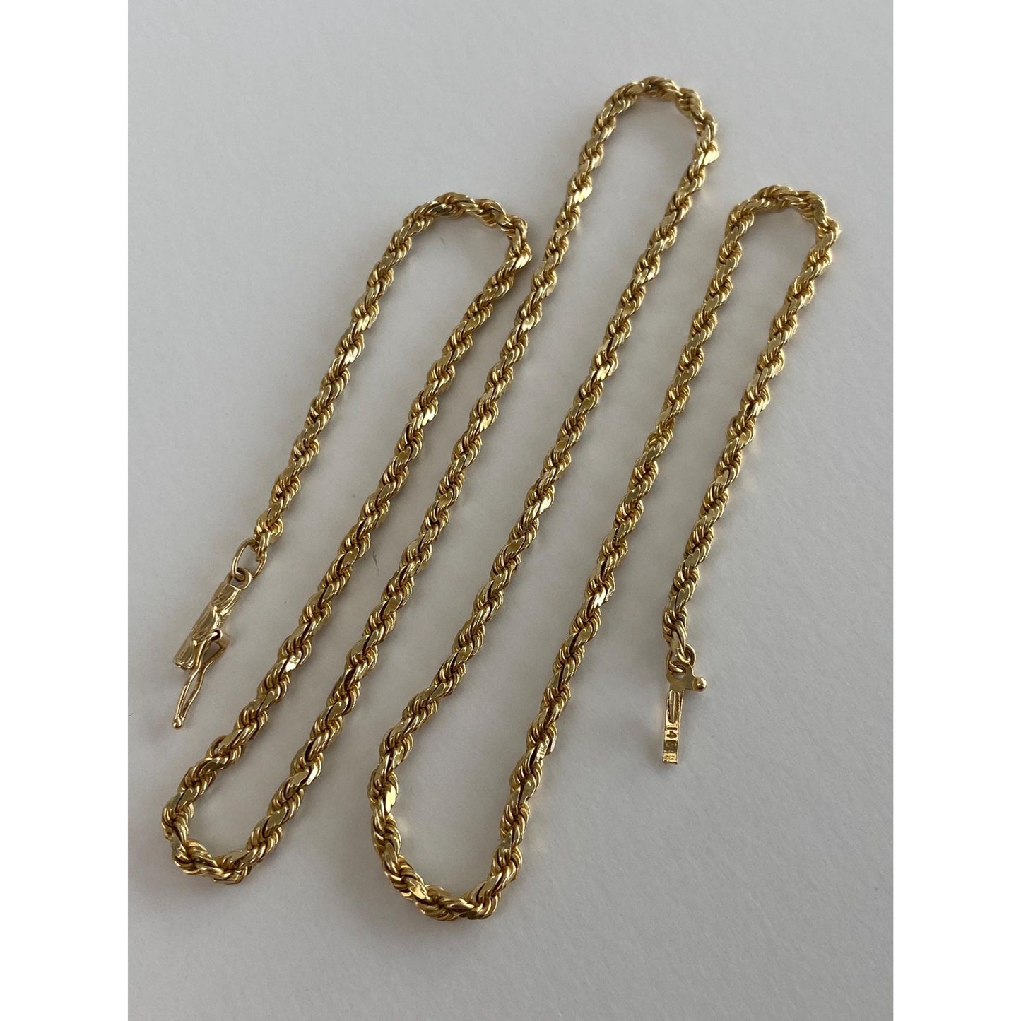 Vintage Solid 14k Yellow Gold Rope Chain Necklace - 19 inches