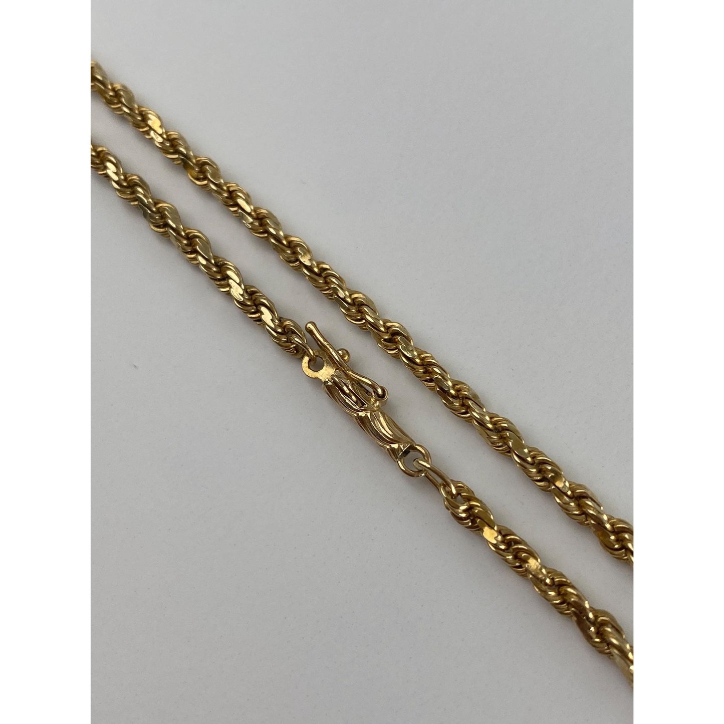Vintage Solid 14k Yellow Gold Rope Chain Necklace - 19 inches