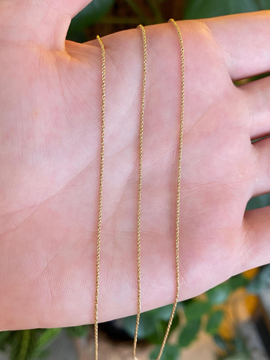 Vintage Solid 14k Yellow Gold Long Twist Style Chain Necklace -  25.75 inches
