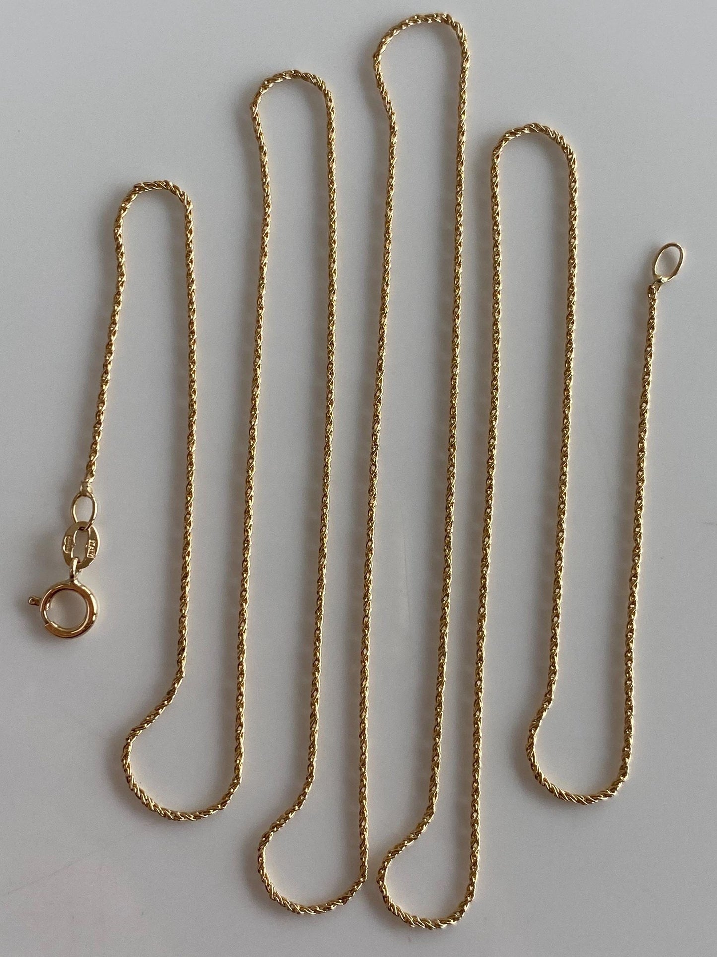 Vintage Solid 14k Yellow Gold Long Twist Style Chain Necklace -  25.75 inches