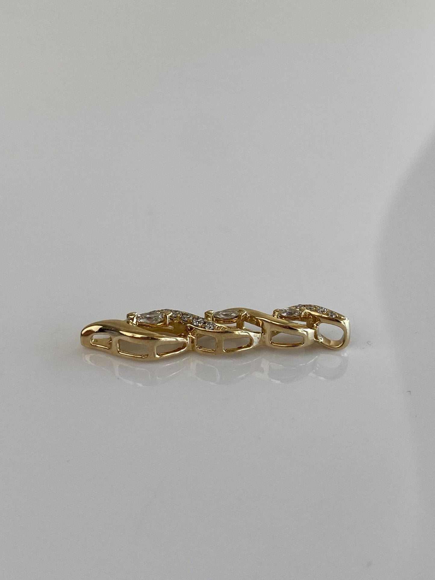 Vintage Solid 10k Yellow Gold Marquis & Round Diamond Twist Slide Charm