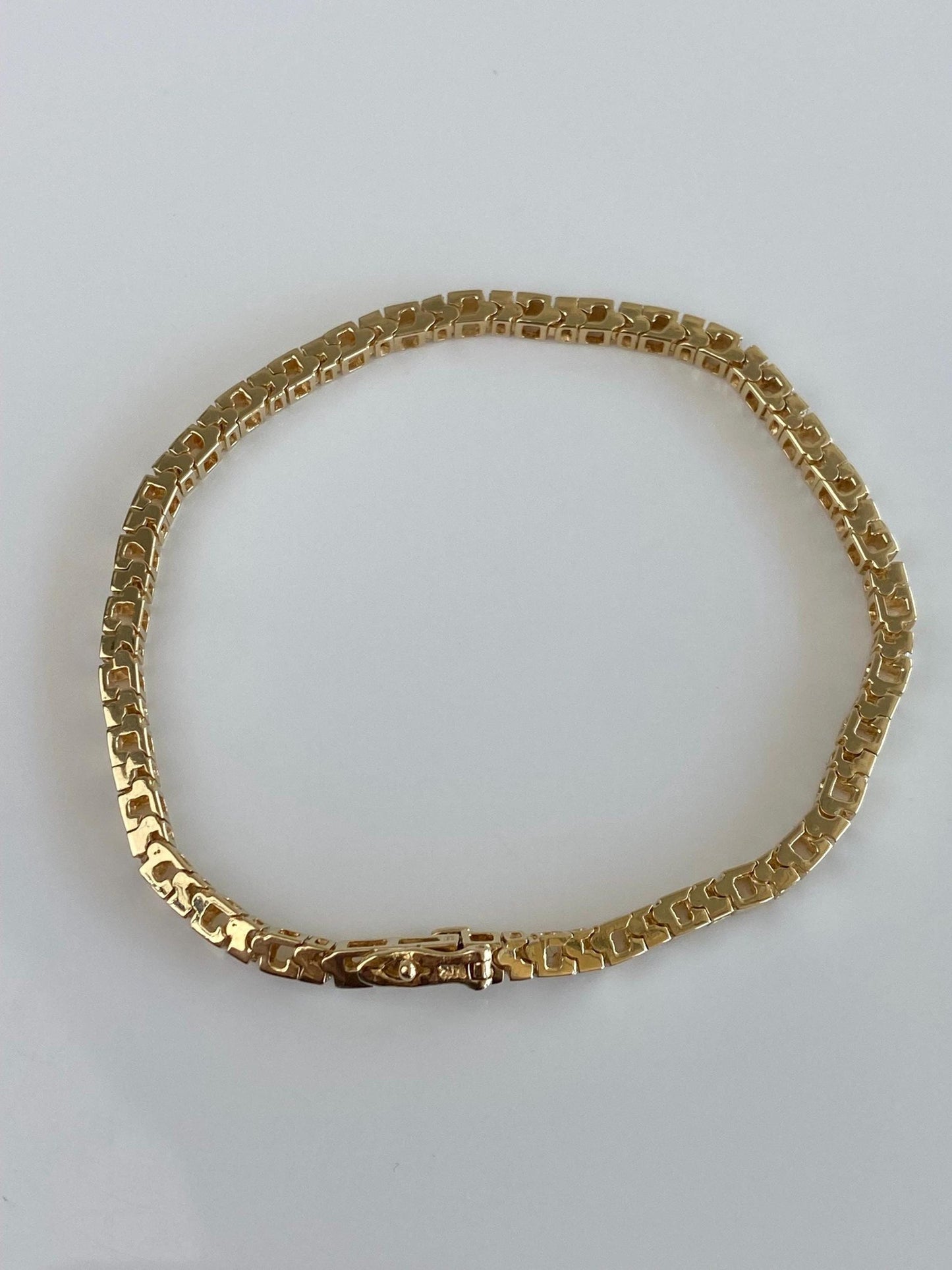 Vintage Solid 14k Yellow Gold Diamond Link Bracelet - 8 Inches