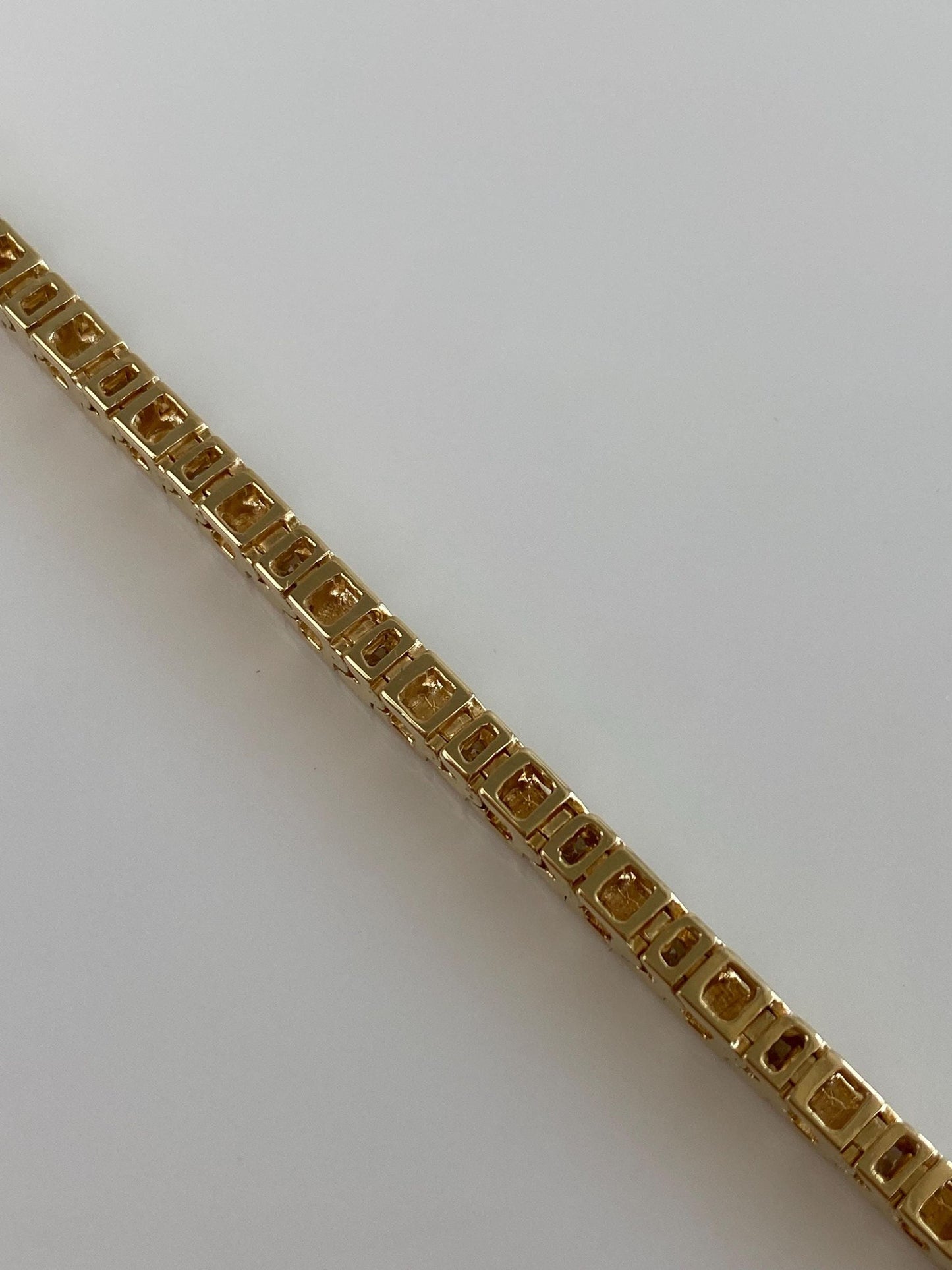 Vintage Solid 14k Yellow Gold Diamond Link Bracelet - 8 Inches