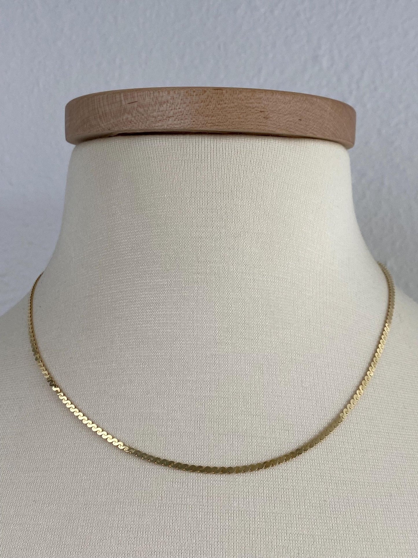 Vintage Solid 14k Yellow Gold Serpentine Chain Necklace - 18.25 inches