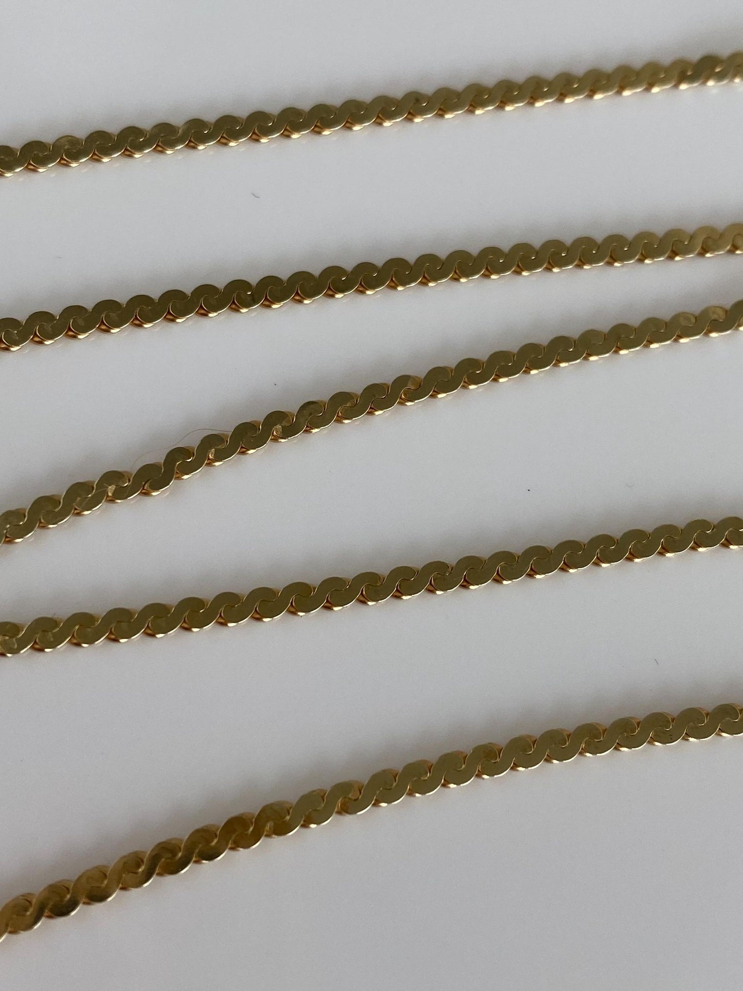 Vintage Solid 14k Yellow Gold Serpentine Chain Necklace - 18.25 inches