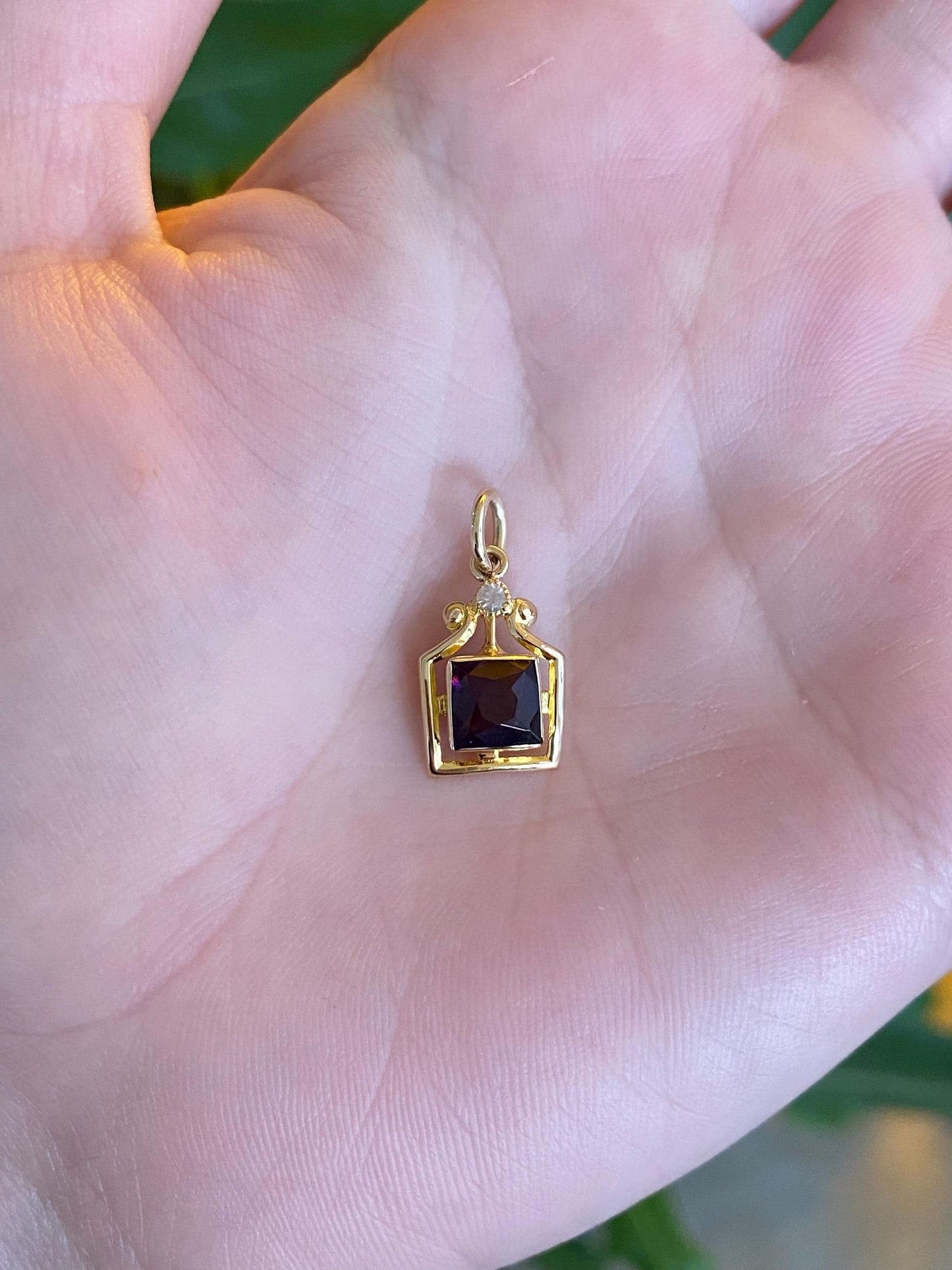 Vintage Solid 10k Yellow Gold Clear & Purple Cubic Zirconia Stick Pin Conversion Charm
