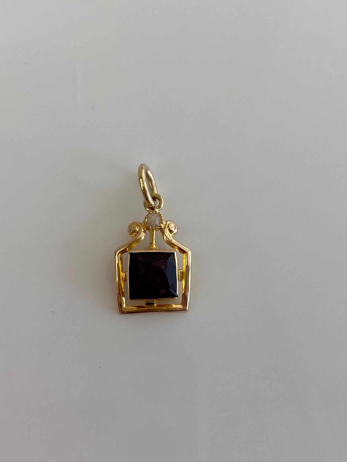 Vintage Solid 10k Yellow Gold Clear & Purple Cubic Zirconia Stick Pin Conversion Charm