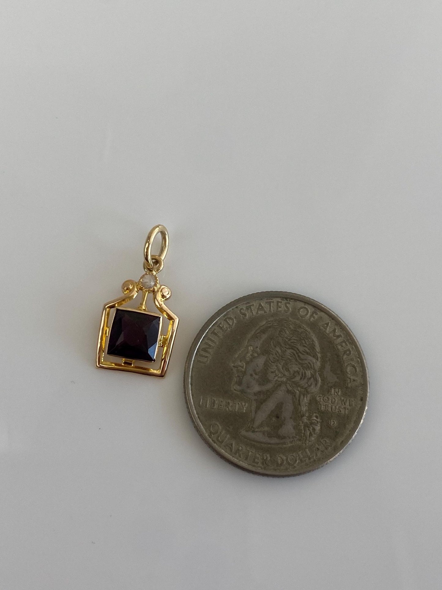 Vintage Solid 10k Yellow Gold Clear & Purple Cubic Zirconia Stick Pin Conversion Charm