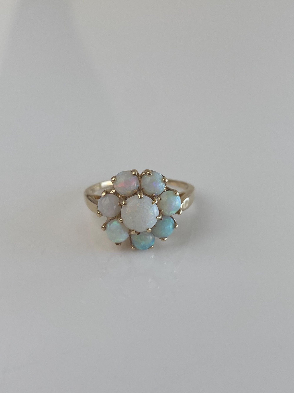 Vintage Solid 10k Yellow Gold Opal Cluster Ring - Size 7.25