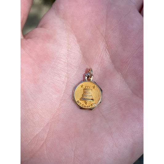 Vintage Solid 14k Yellow Gold Bell System Charm