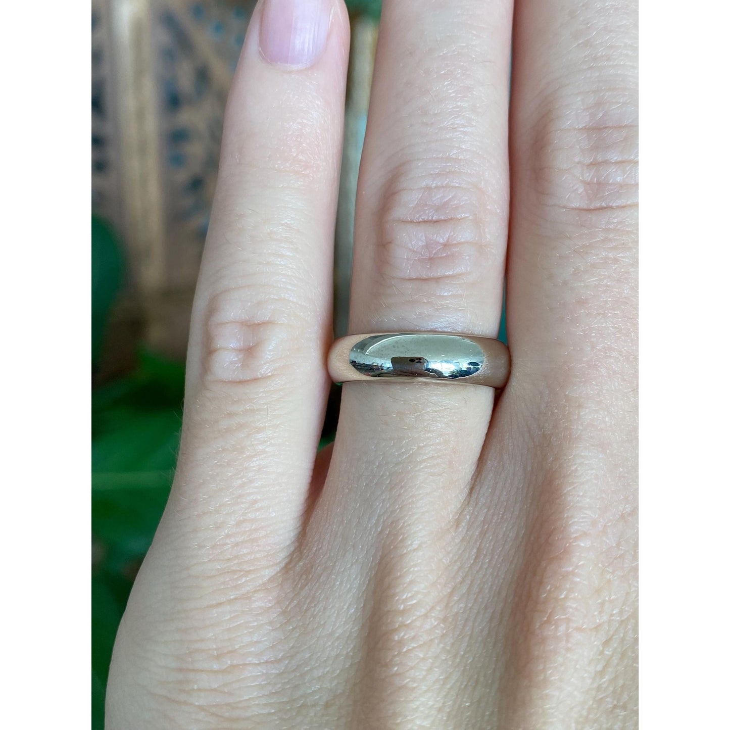 Vintage Solid 14k White Gold Ring Band - Size 6