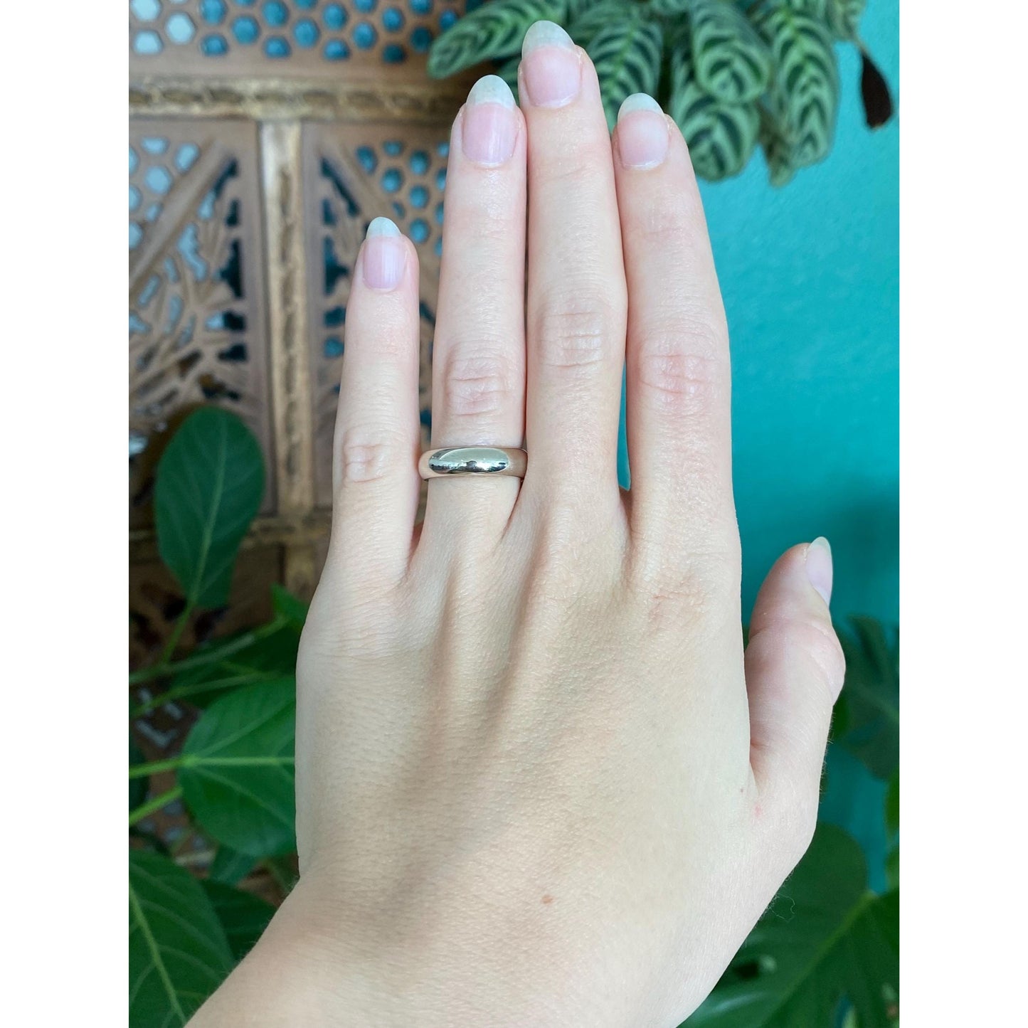 Vintage Solid 14k White Gold Ring Band - Size 6