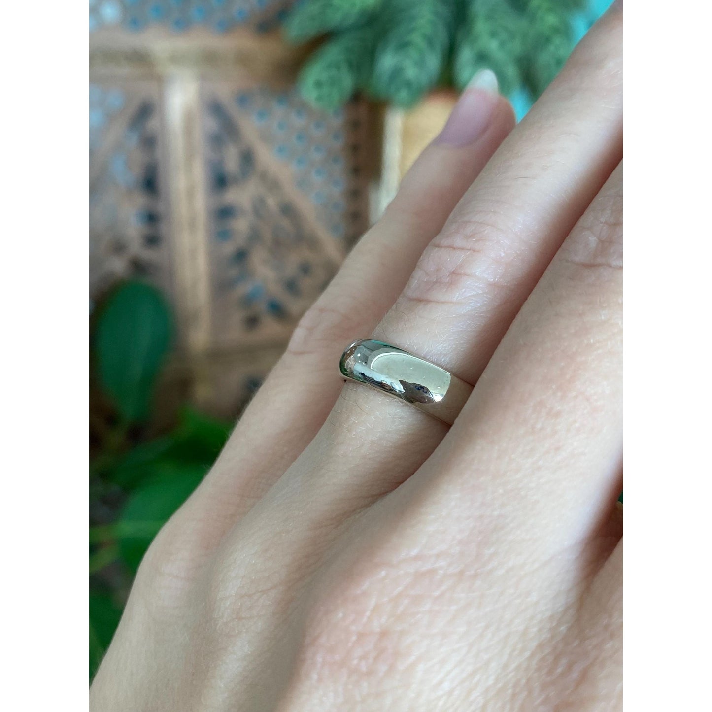 Vintage Solid 14k White Gold Ring Band - Size 6