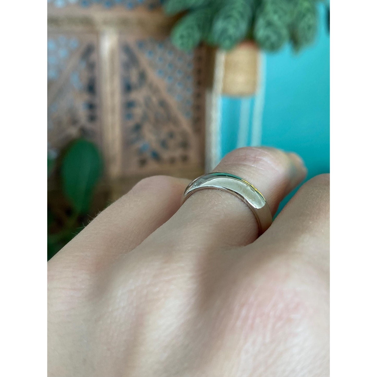 Vintage Solid 14k White Gold Ring Band - Size 6