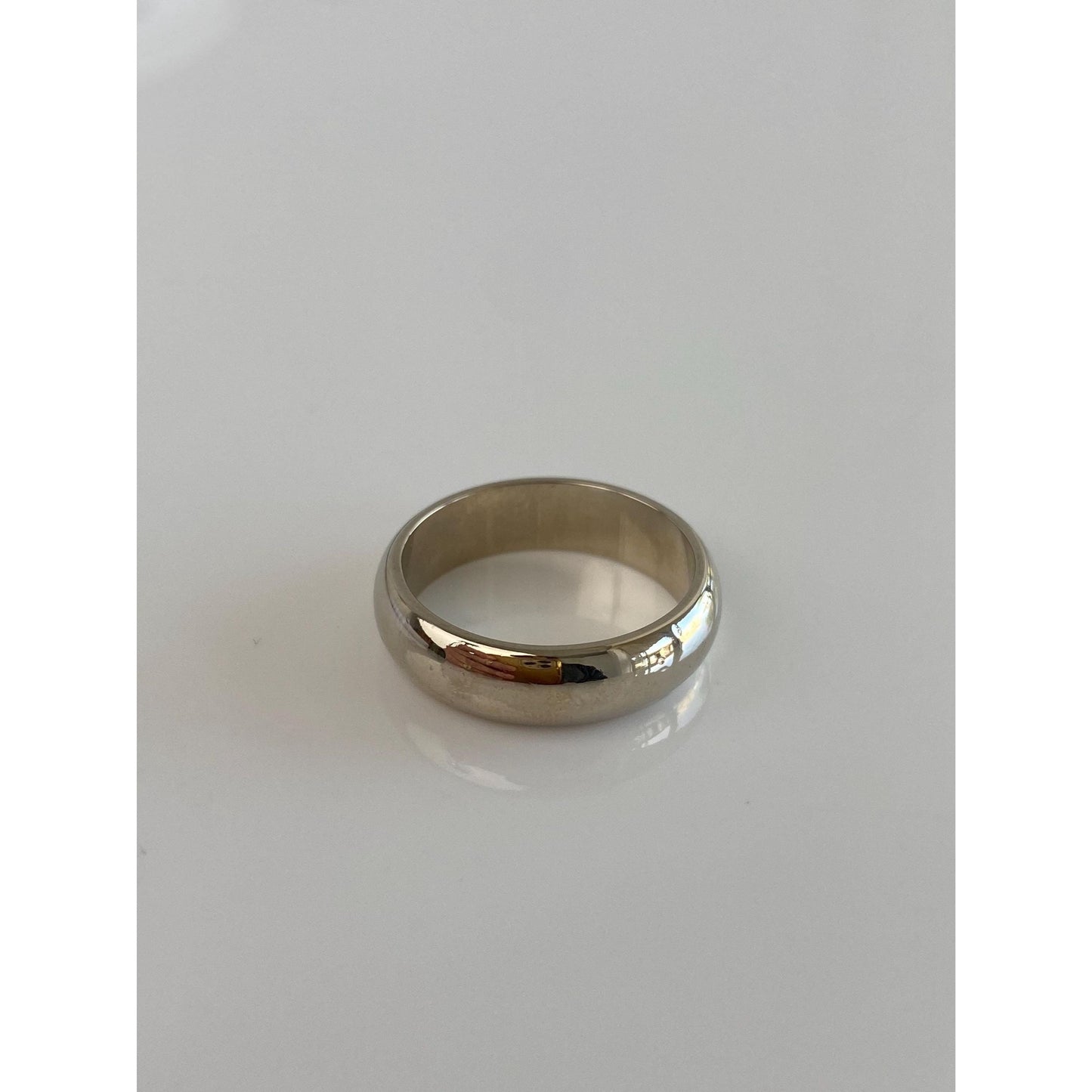 Vintage Solid 14k White Gold Ring Band - Size 6