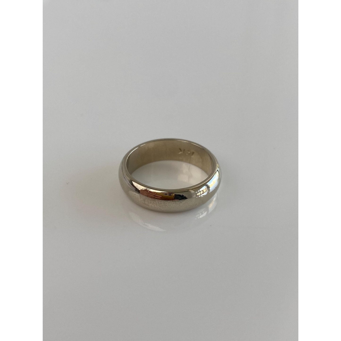 Vintage Solid 14k White Gold Ring Band - Size 6