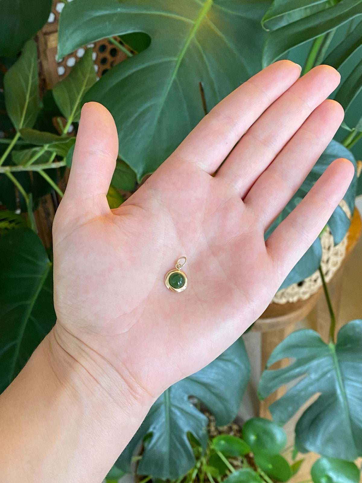 Vintage Solid 14k Yellow Gold Nephrite Stick Pin Conversion Charm