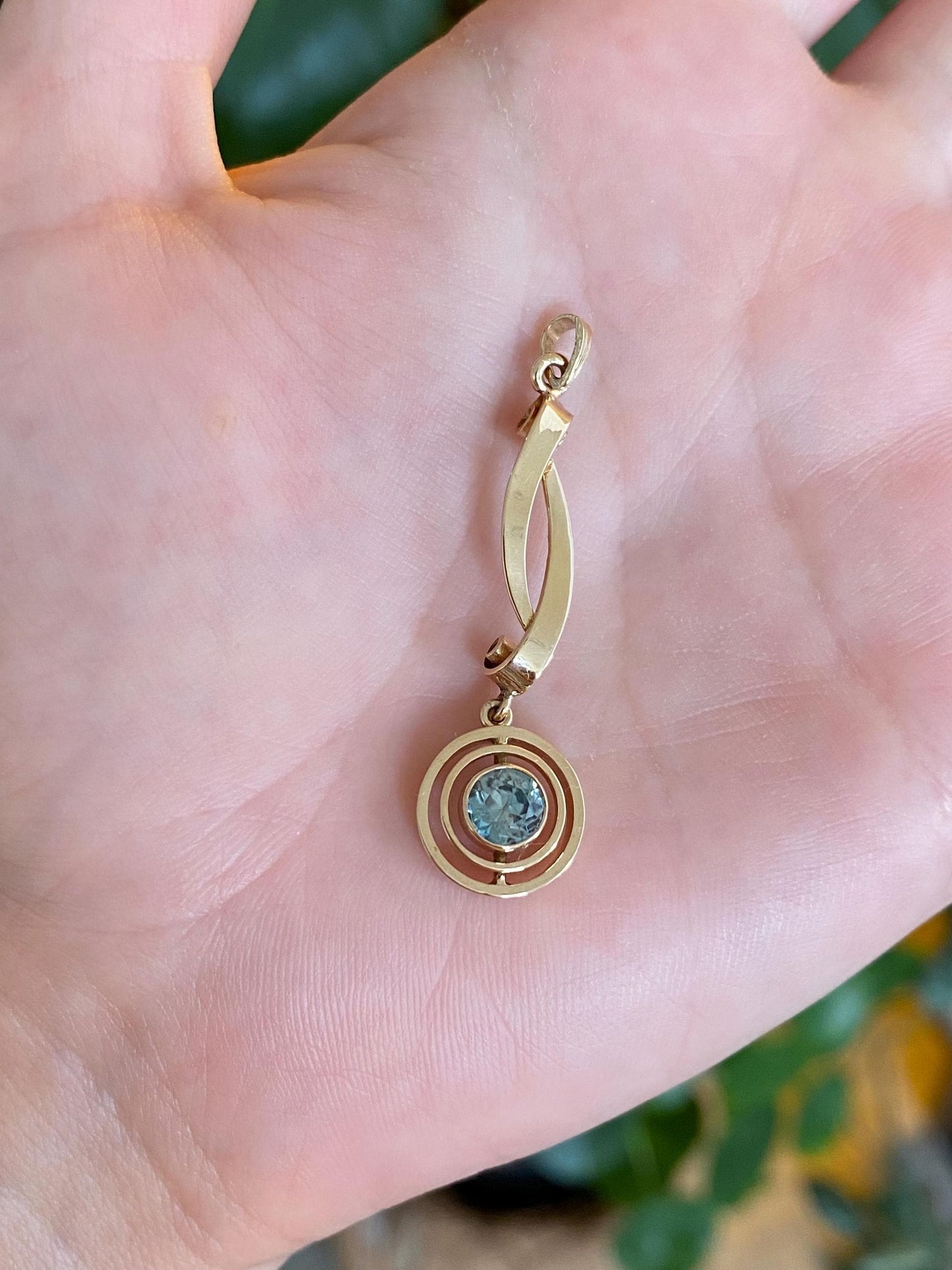 Vintage Solid 9k Yellow Gold Topaz Dangle Charm