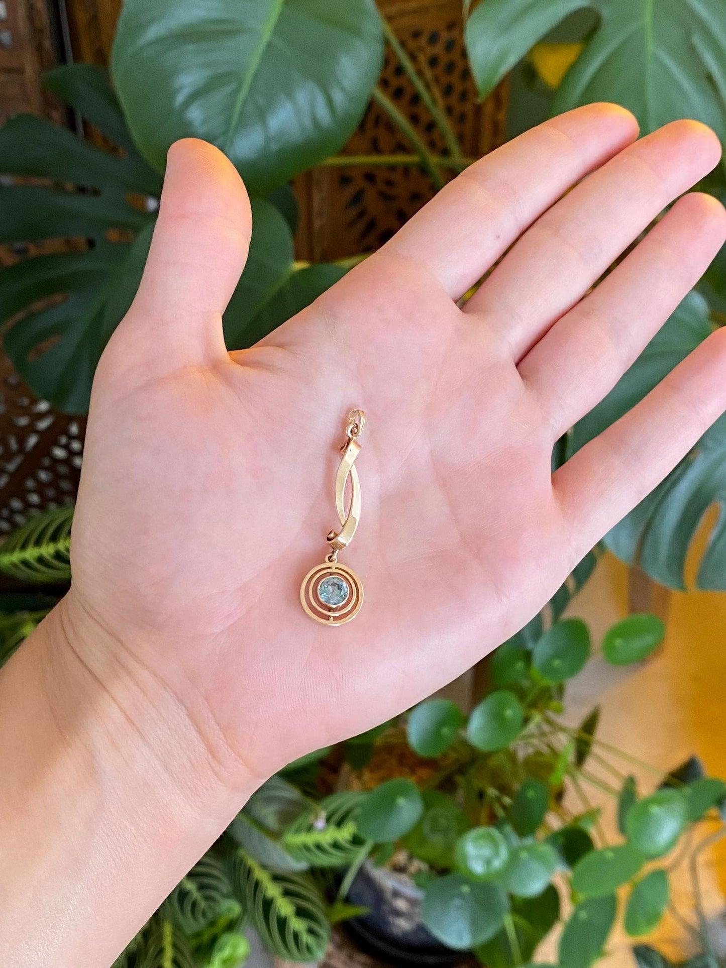 Vintage Solid 9k Yellow Gold Topaz Dangle Charm